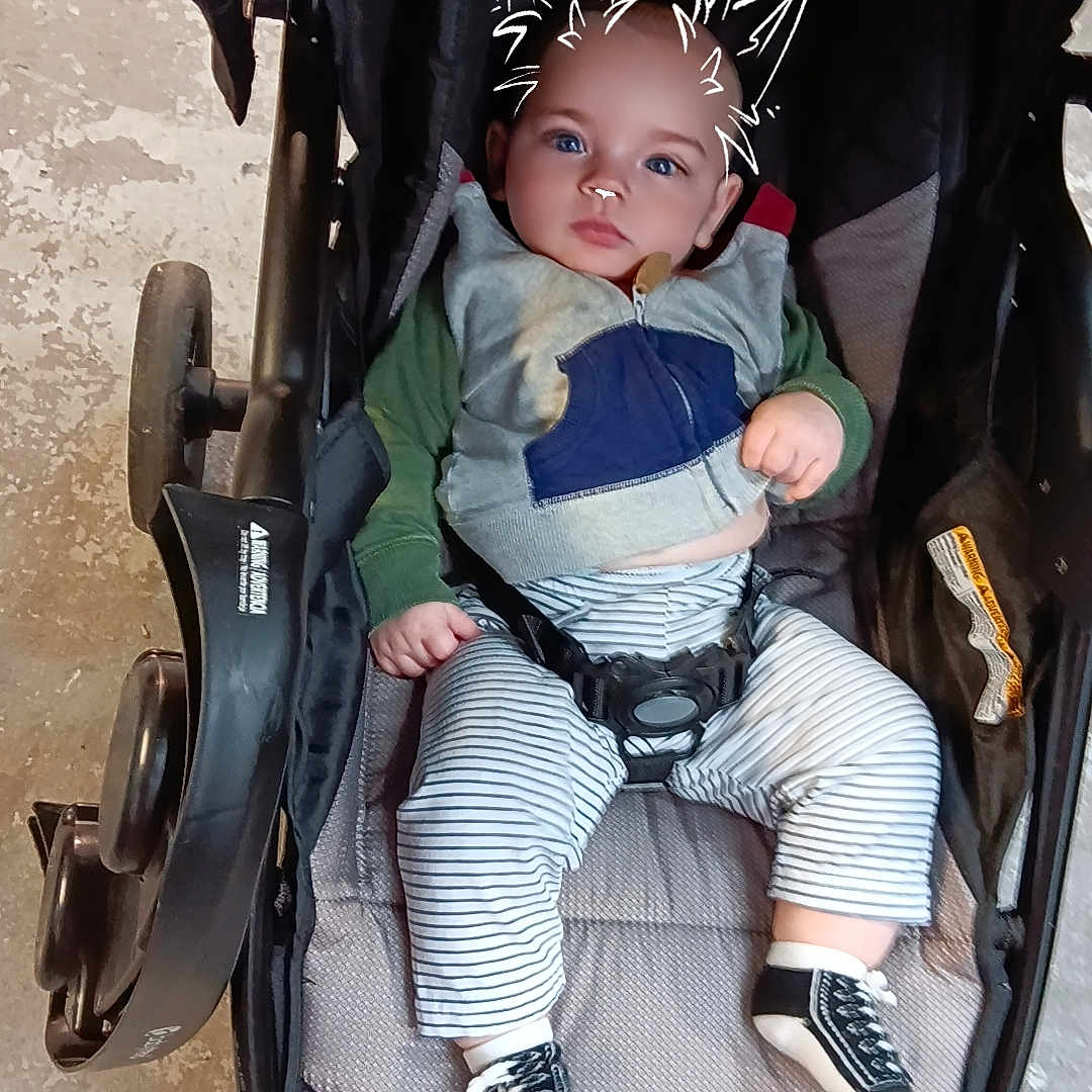 Braxton joined the competition — help win amazing prizes! accessories, baby, car, clothing, face, footwear, hat, head, hosiery, pants, person, photography, portrait, shoe, sock, strap, stroller, toy, transportation, vehicle