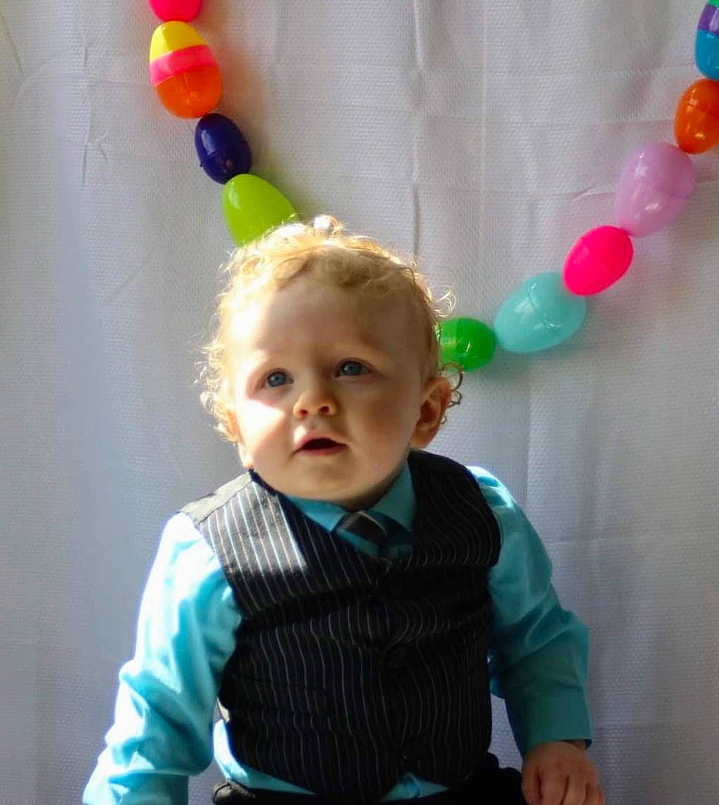 Xzavier joined the competition — help win amazing prizes! baby, balloon, child, happy, outerwear, party, party_supply, person, play, smile, toddler, toy