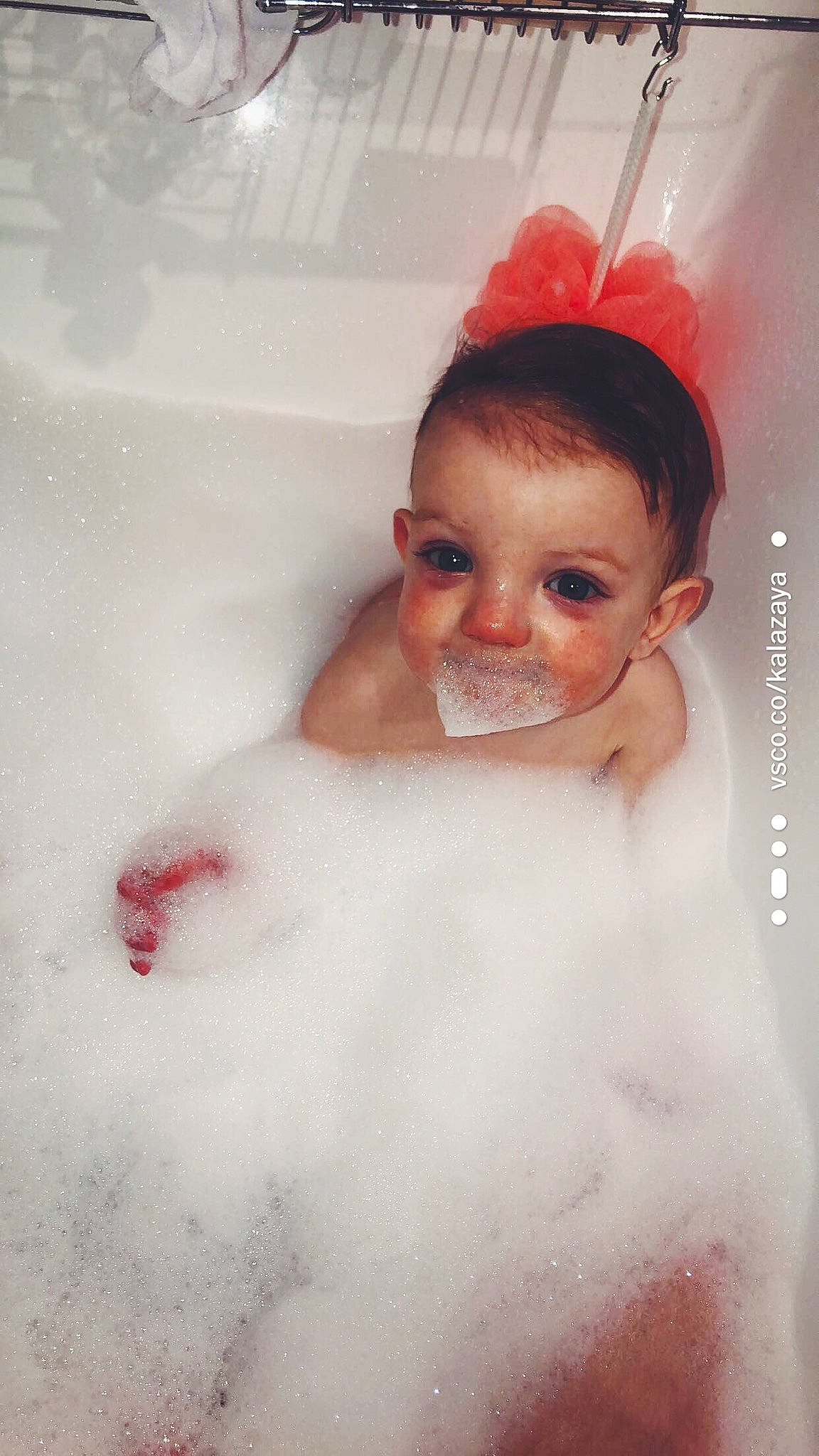 Steve joined the competition — help win amazing prizes! baby, bathing, bathtub, child, face, foam, forehead, person, skin, smile, toddler