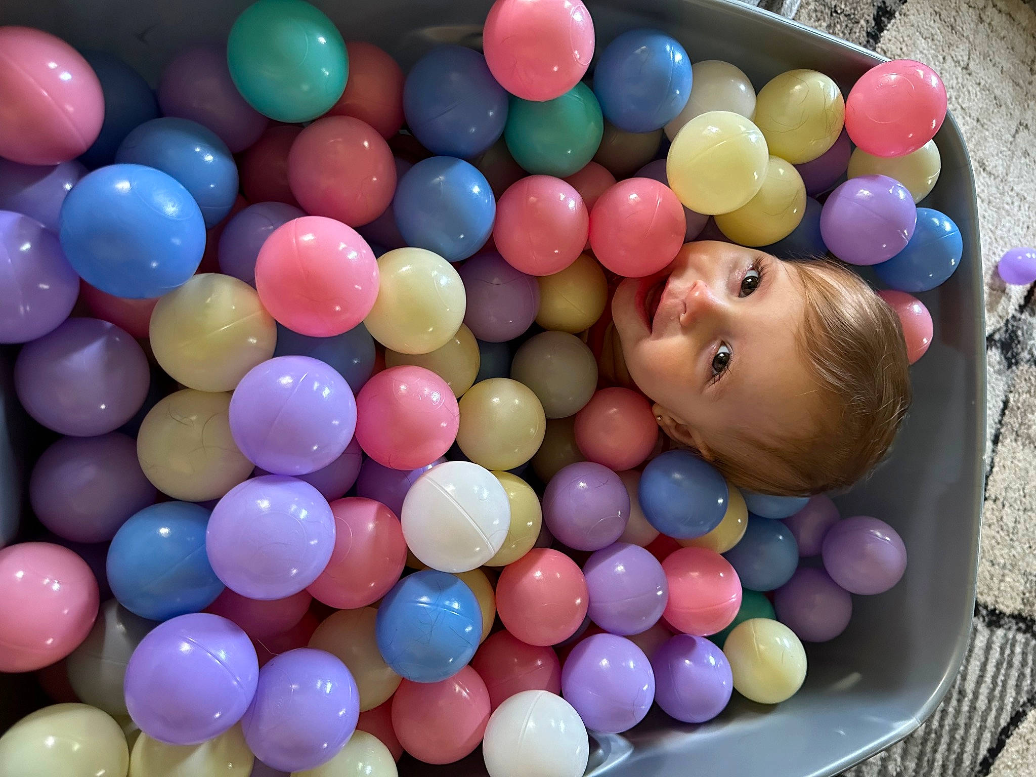 Maleah joined the competition — help win amazing prizes! ball_pit, balloon, child, circle, event, fun, leisure, magenta, mixture, party_supply, pattern, person, plastic, play, product, smile, sweetness, toddler, toy