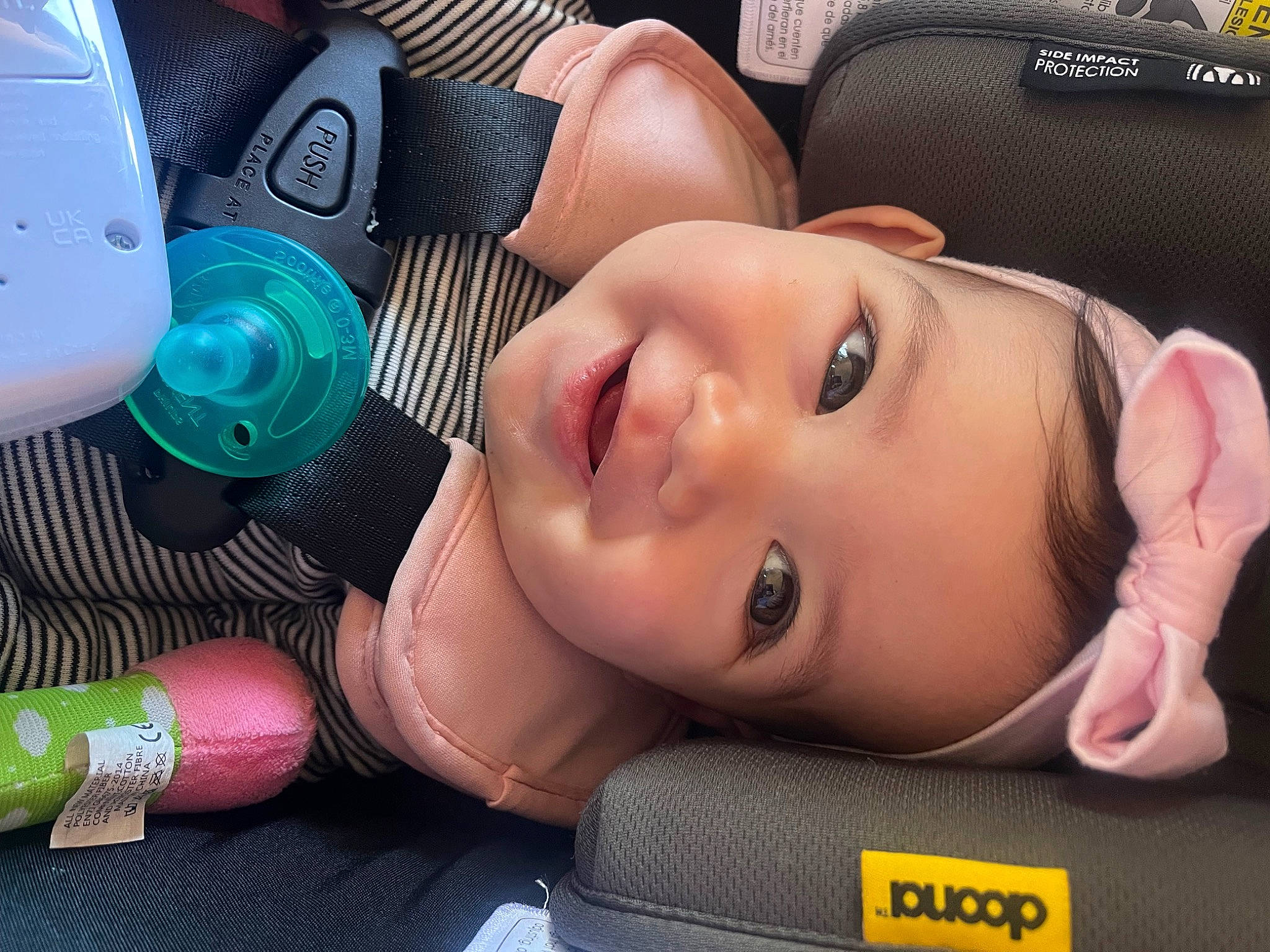 Mckinley joined the competition — help win amazing prizes! audio_equipment, baby, cheek, child, eye, eyebrow, eyelash, facial_expression, finger, gadget, hairstyle, iris, lip, mouth, nose, organ, person, product, skin, smile