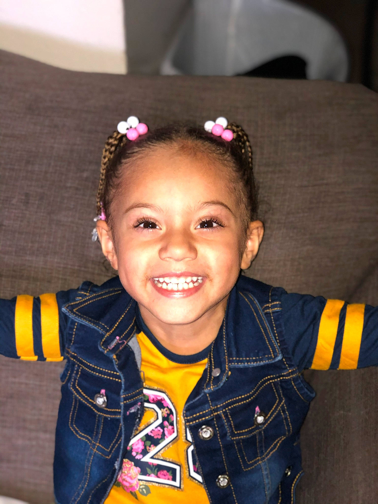 Attianna is registered to the contest to win money with this photo: baby_toddler_clothing, cheek, child, cool, electric_blue, eye, fashion_accessory, flash_photography, forehead, fun, hair, hairstyle, happy, head, joy, neck, person, skin, sleeve, smile