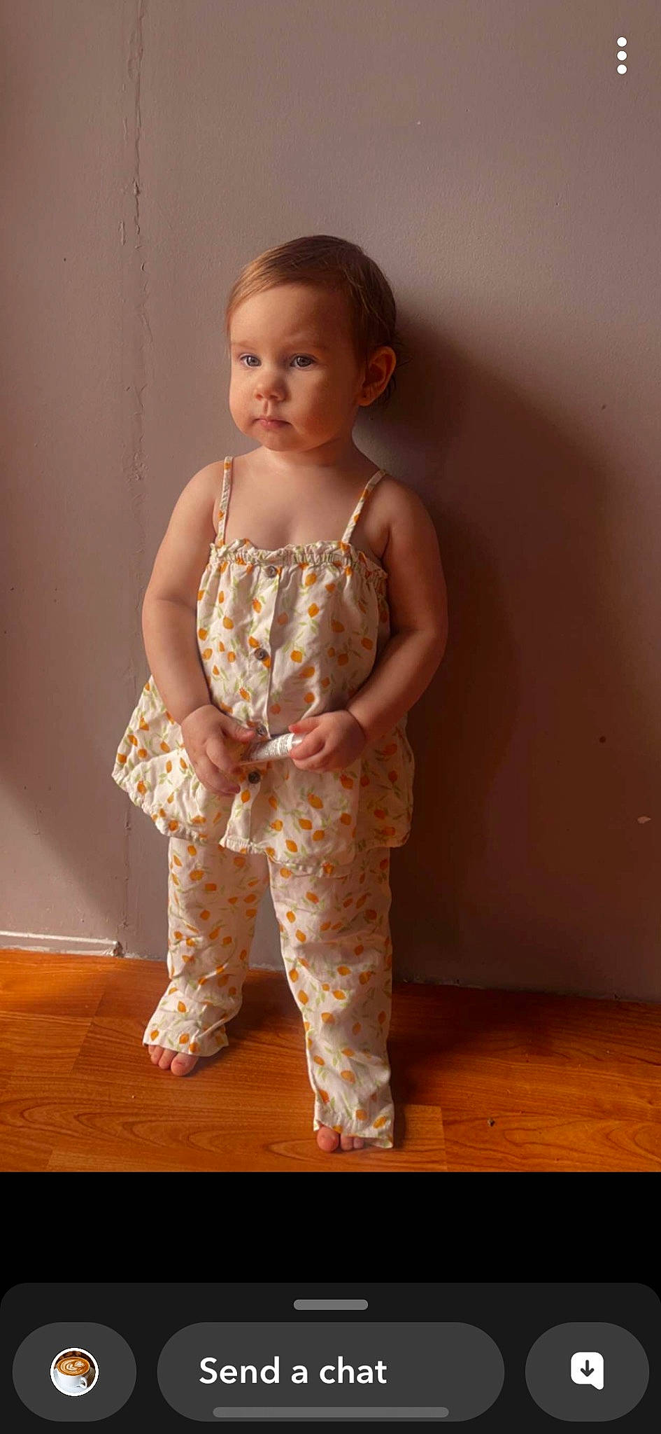 Austyn joined the competition — help win amazing prizes! abdomen, arm, baby_toddler_clothing, barefoot, chest, fashion_design, flooring, foot, hardwood, human_leg, knee, neck, person, sleeve, stomach, sweatpant, thigh, toddler, trunk, waist