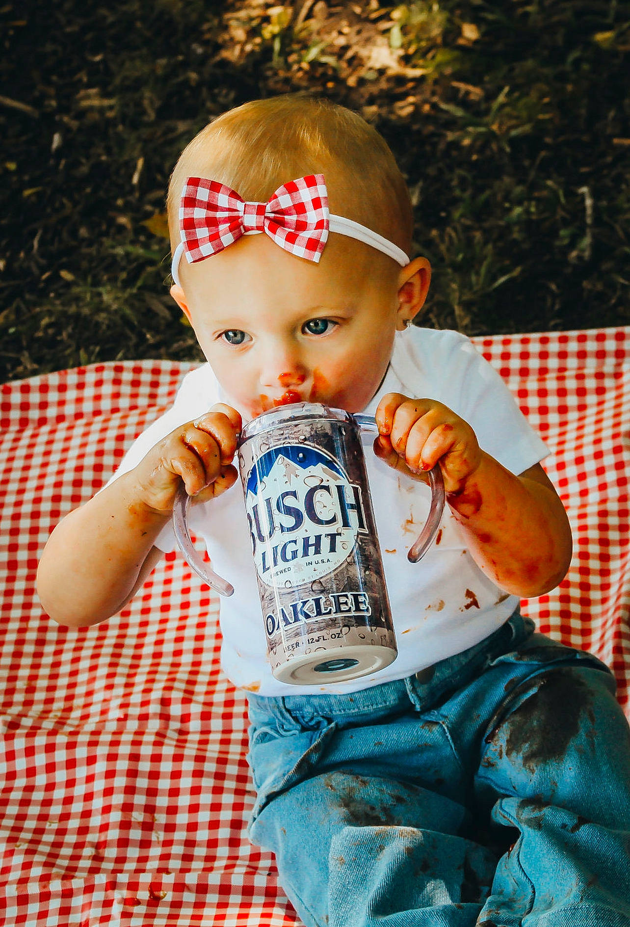 Oaklee joined the competition — help win amazing prizes! baby, baby_products, baby_toddler_clothing, beanie, cap, child, cool, electric_blue, fashion_accessory, happy, hat, headband, pattern, person, personal_protective_equipment, play, portrait_photography, sitting, sleeve, t_shirt