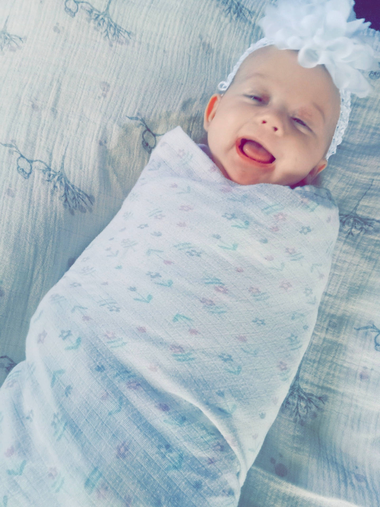 Brinnley joined the competition — help win amazing prizes! baby, baby_products, baby_toddler_clothing, bedding, bedtime, child, comfort, eye, face, happy, head, linens, pattern, person, room, skin, sleeve, smile, t_shirt, textile