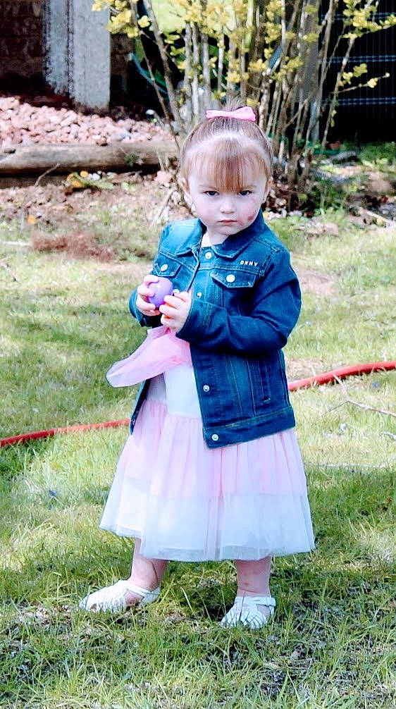 Callie joined the competition — help win amazing prizes! baby, baby_toddler_clothing, child, electric_blue, fun, garden, grass, grass_family, grassland, happy, jacket, lawn, pattern, people_in_nature, person, pink, plant, recreation, spring, toddler