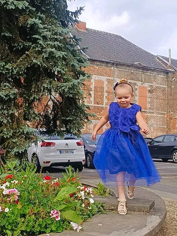 Sherine participe au concours pour gagner de l'argent avec cette photo : bridal_party_dress, building, car, dress, flower, footwear, gown, grass, house, land_vehicle, person, plant, shoe, sky, street_fashion, tire, tree, vehicle, waist, wheel