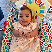 Emilia joined the competition — help win amazing prizes! baby, babylaughing, chair, clothing, cushion, dress, face, furniture, hair, happy, head, homedecor, newborn, person, photography, portrait, sitting, sleeve, smile, t_shirt