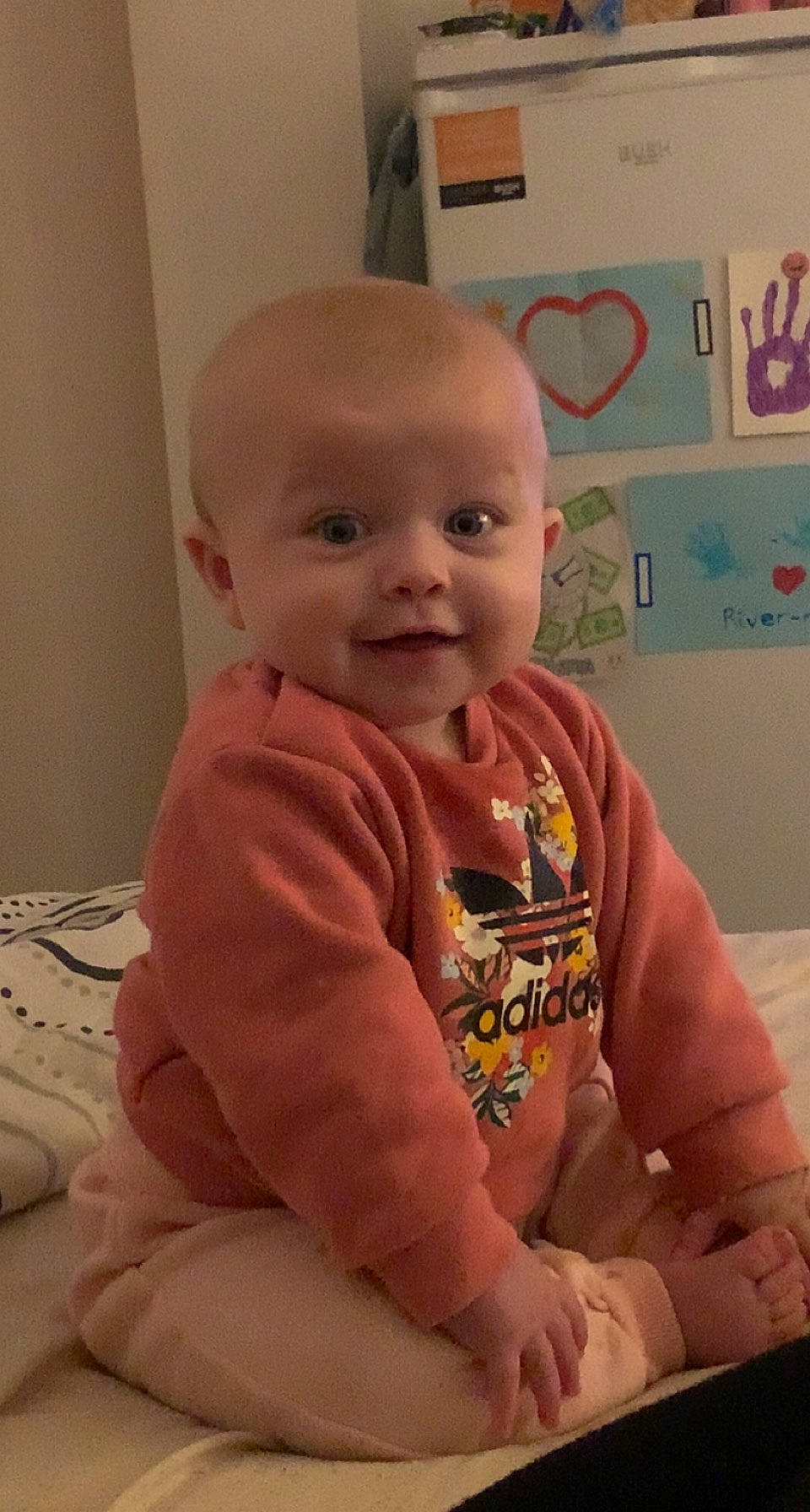 River-rose joined the competition — help win amazing prizes! baby, baby_toddler_clothing, cheek, child, chin, comfort, eye, face, flooring, fun, head, human_body, joy, mouth, nose, person, pink, skin, sleeve, smile