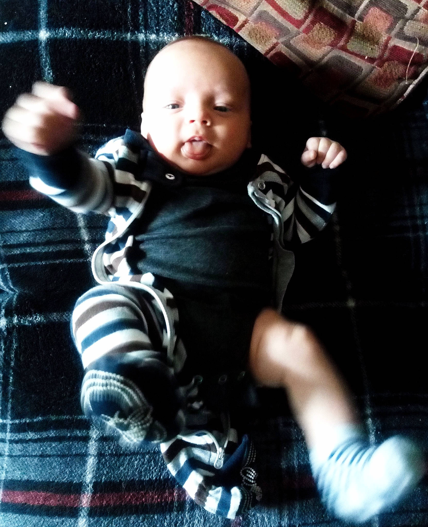 Roan joined the competition — help win amazing prizes! baby, cheek, child, cool, design, outerwear, pattern, person, photography, plaid, sleeve, t_shirt, tartan, textile, toddler