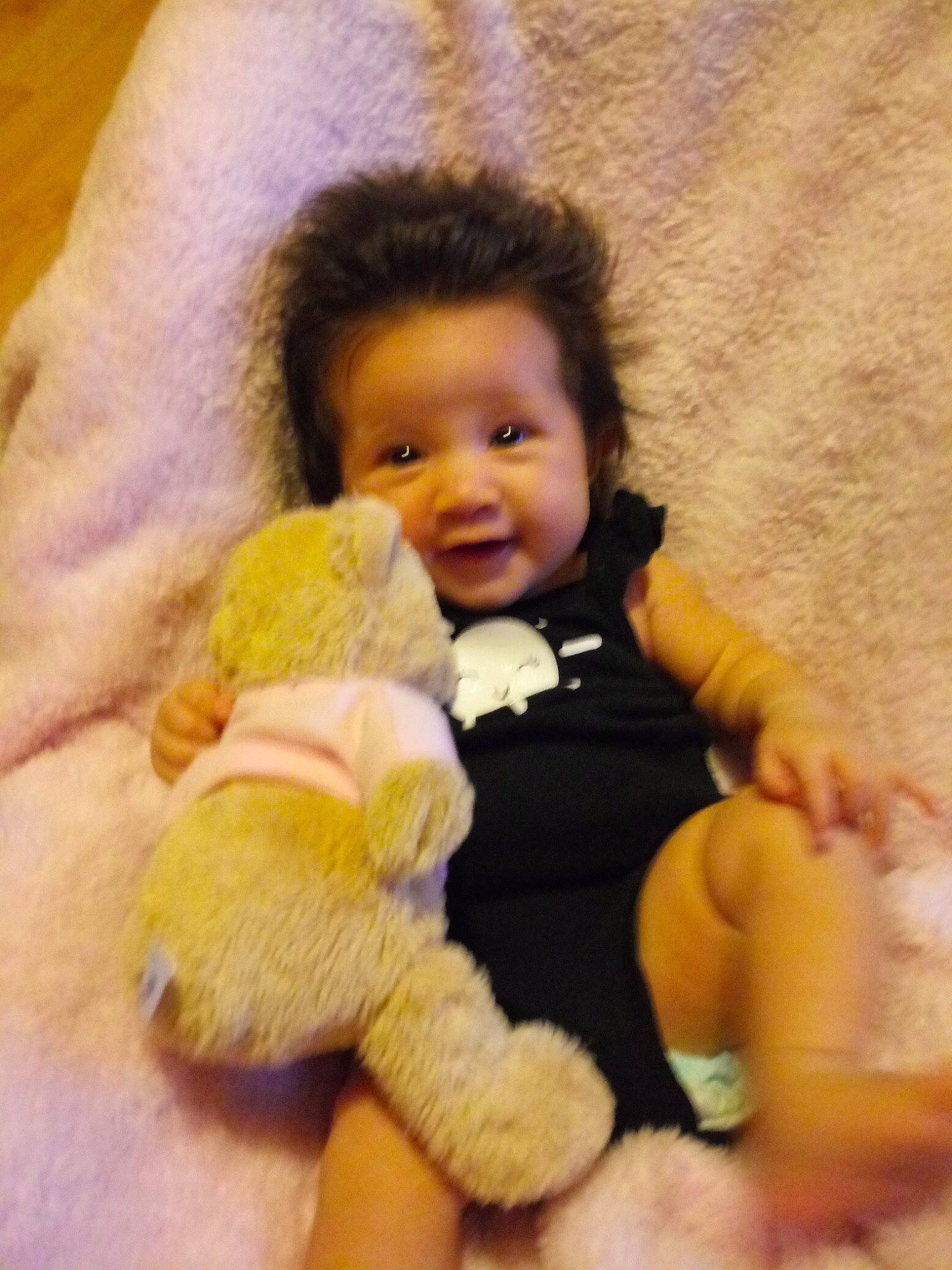 Cynthia joined the competition — help win amazing prizes! baby, cheek, child, eye, fur, iris, nose, person, play, skin, smile, stuffed_toy, teddy_bear, toddler, toy, yellow