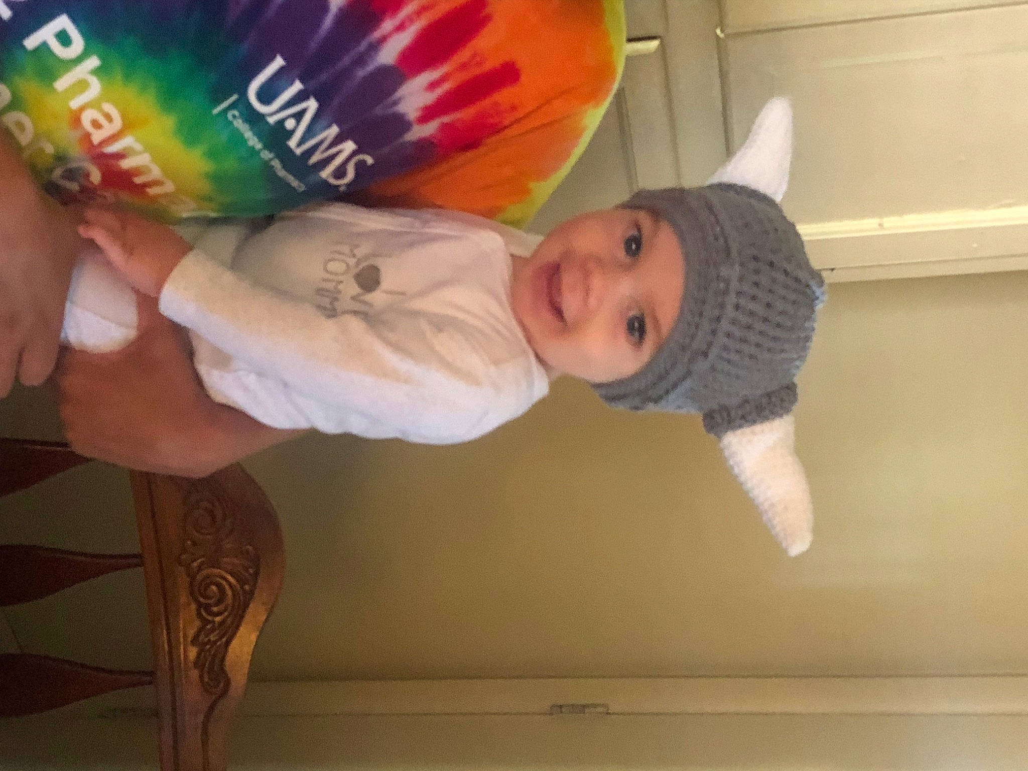 Kaison joined the competition — help win amazing prizes! baby, baby_products, baby_toddler_clothing, cap, child, elbow, fun, happy, hat, headgear, headwear, person, room, smile, toddler, wood