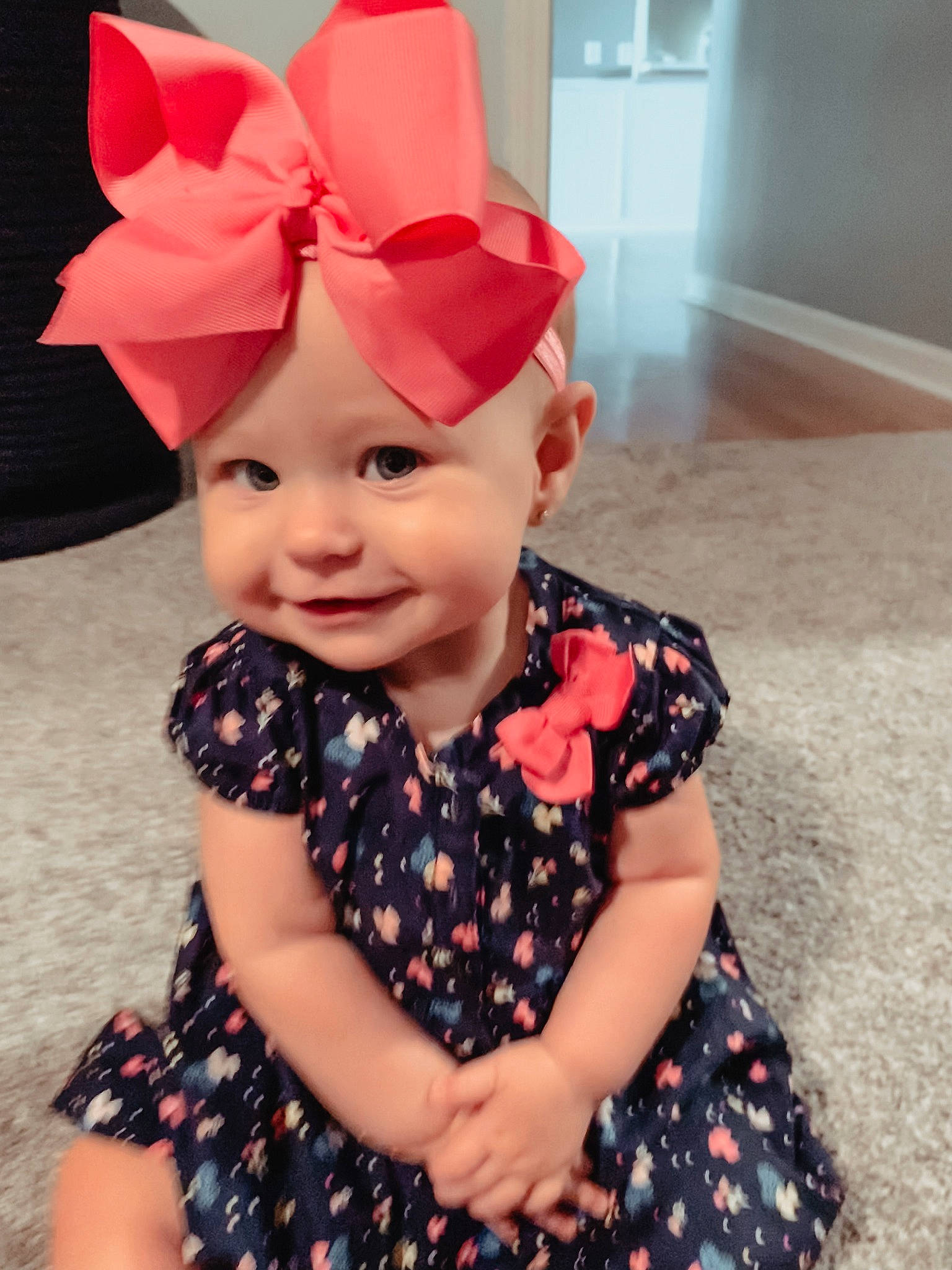 Avery joined the competition — help win amazing prizes! baby_toddler_clothing, child, costume_hat, day_dress, dress, face, fun, happy, hat, headband, headgear, headpiece, headwear, joy, magenta, party_supply, pattern, person, pink, sleeve