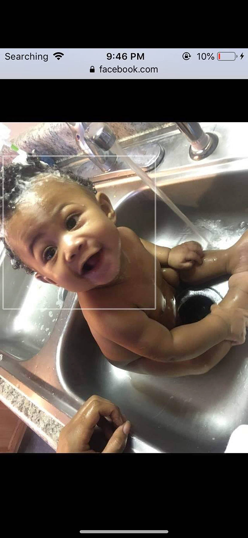 Messiah is registered to the contest to win money with this photo: baby, bathing, child, fun, hand, mouth, muscle, person, washing