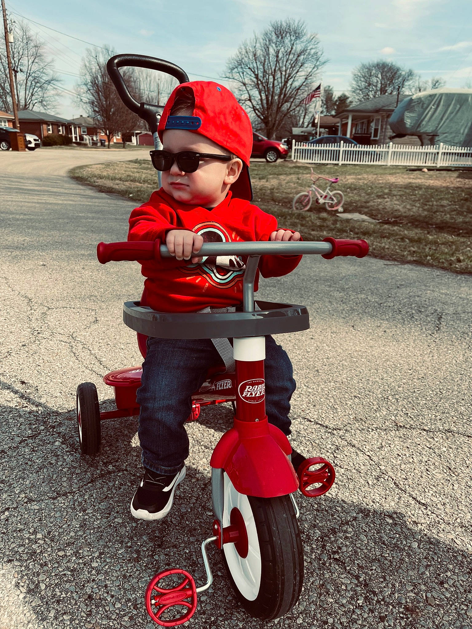 Luke joined the competition — help win amazing prizes! automotive_tire, bicycle, bicycle_accessory, bicycle_helmet, bicycle_tire, bicycle_wheel, bicycles_equipment_and_supplies, cloud, hat, headwear, helmet, motor_vehicle, person, recreation, riding_toy, rolling, sky, tire, toddler, tree