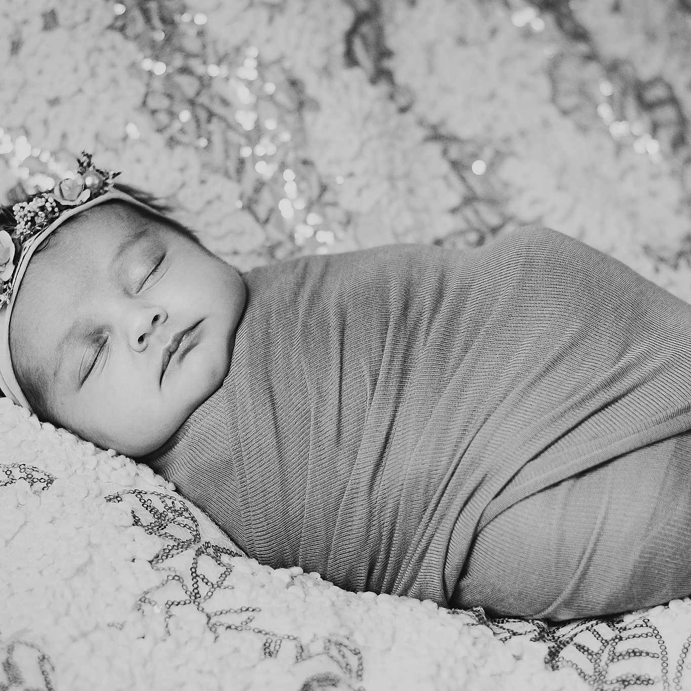 Selina joined the competition — help win amazing prizes! baby, black_and_white, child, hair_accessory, headgear, monochrome, monochrome_photography, photo_shoot, photograph, photography, portrait_photography, sleep, toddler