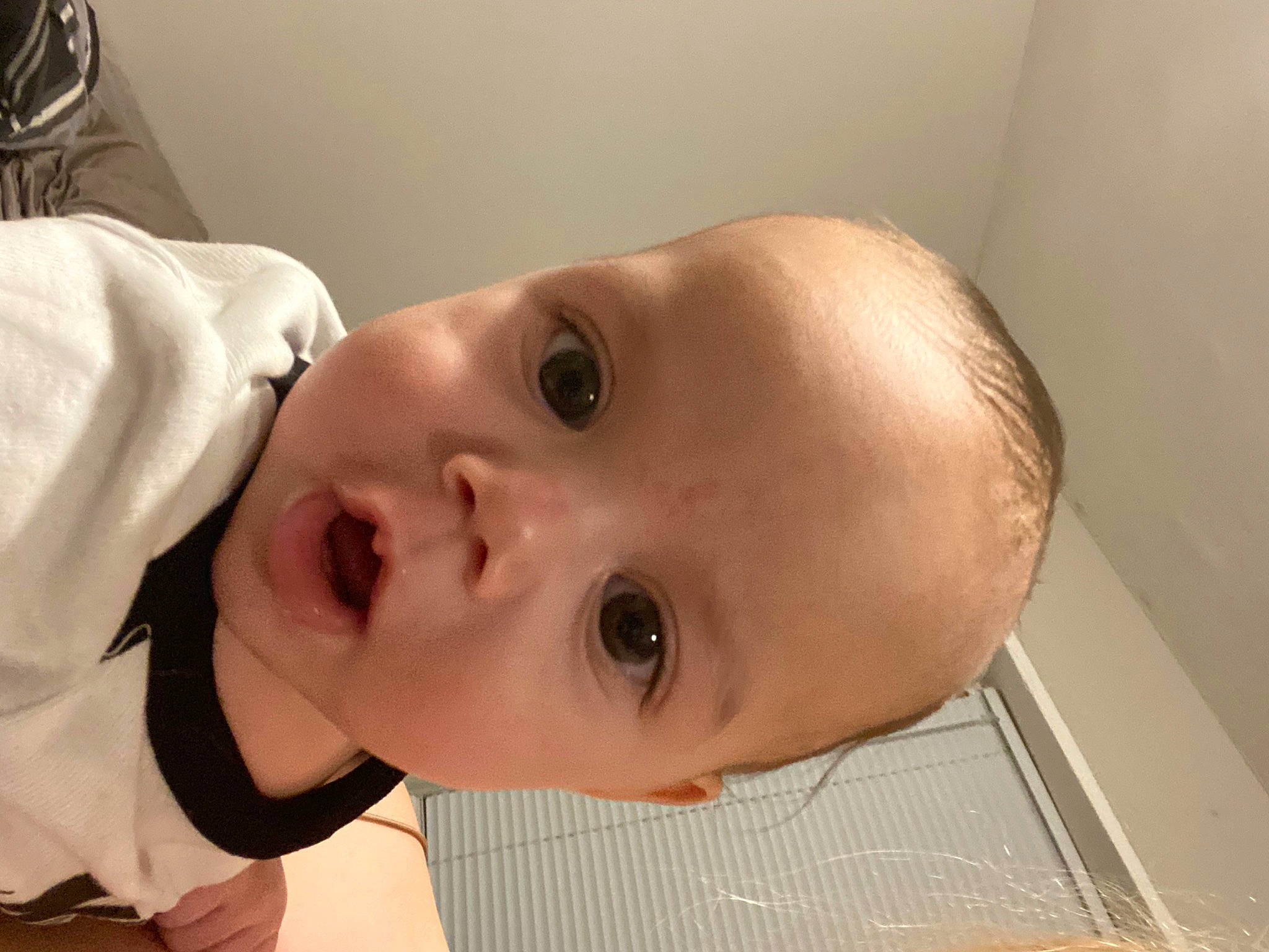 Augustine joined the competition — help win amazing prizes! baby, baby_products, baby_toddler_clothing, bathing, cheek, child, ear, eye, eyebrow, eyelash, flooring, iris, lip, mouth, neck, nose, person, sleeve, smile, surprise