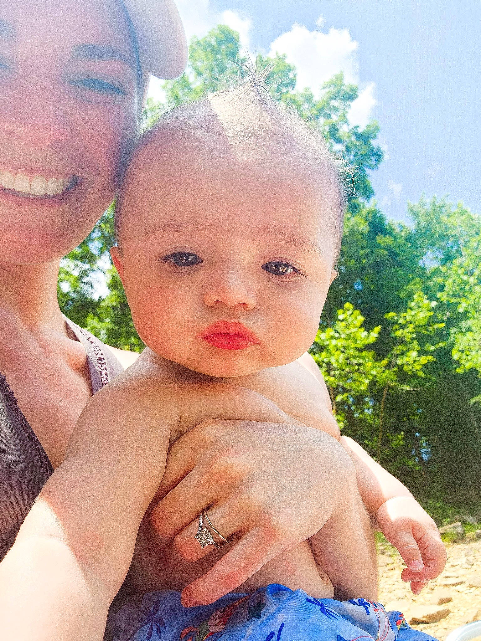 Lawson joined the competition — help win amazing prizes! baby_toddler_clothing, blue, chin, eye, finger, gesture, grass, happy, leaf, lip, muscle, people_in_nature, person, photograph, plant, skin, sky, smile, sunlight, toddler