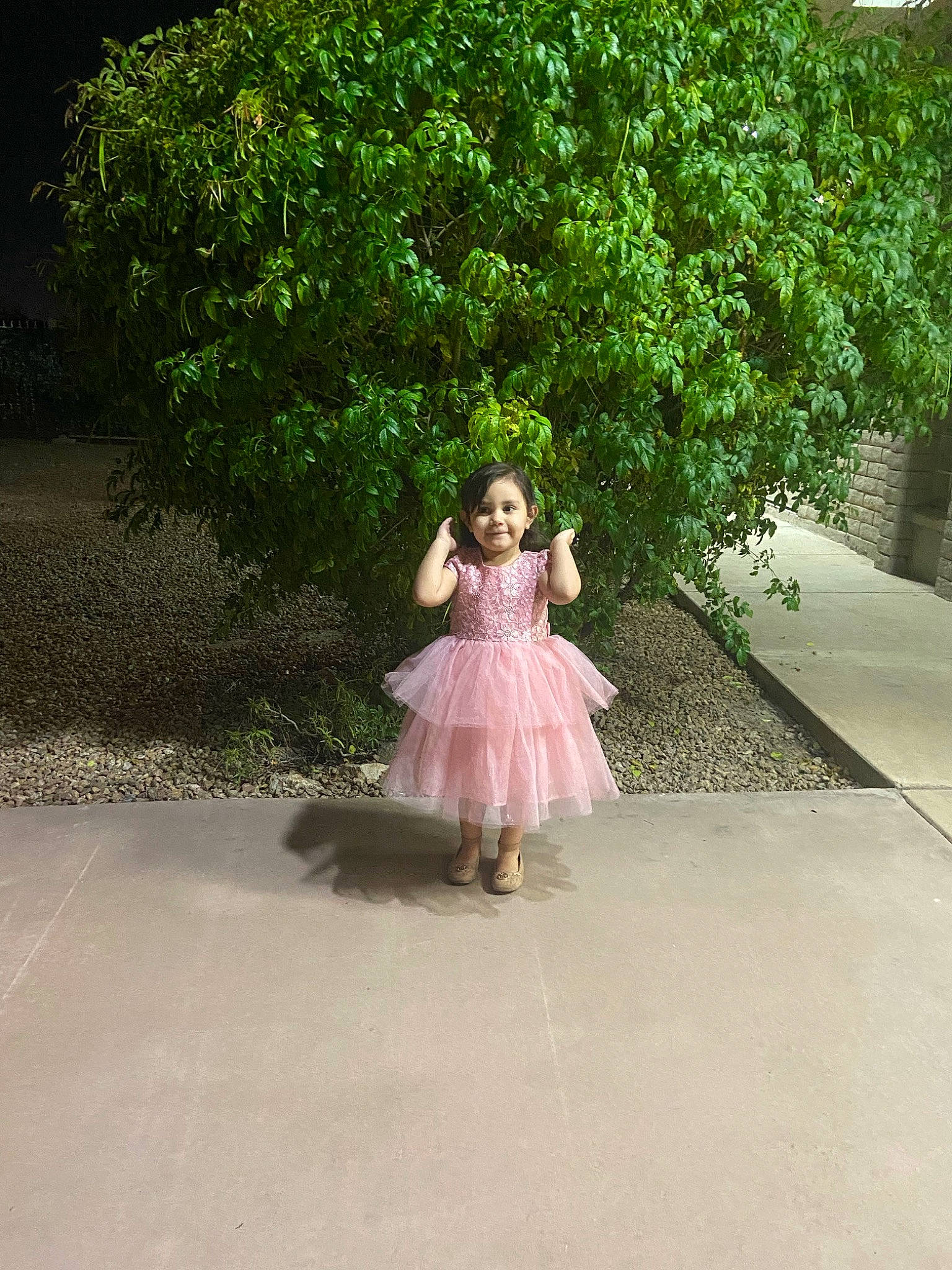 Aribella is registered to the contest to win money with this photo: asphalt, botany, child, costume, dress, formal_wear, fun, garden, grass, happy, joy, leisure, magenta, pattern, people_in_nature, person, plant, recreation, sandal, shrub