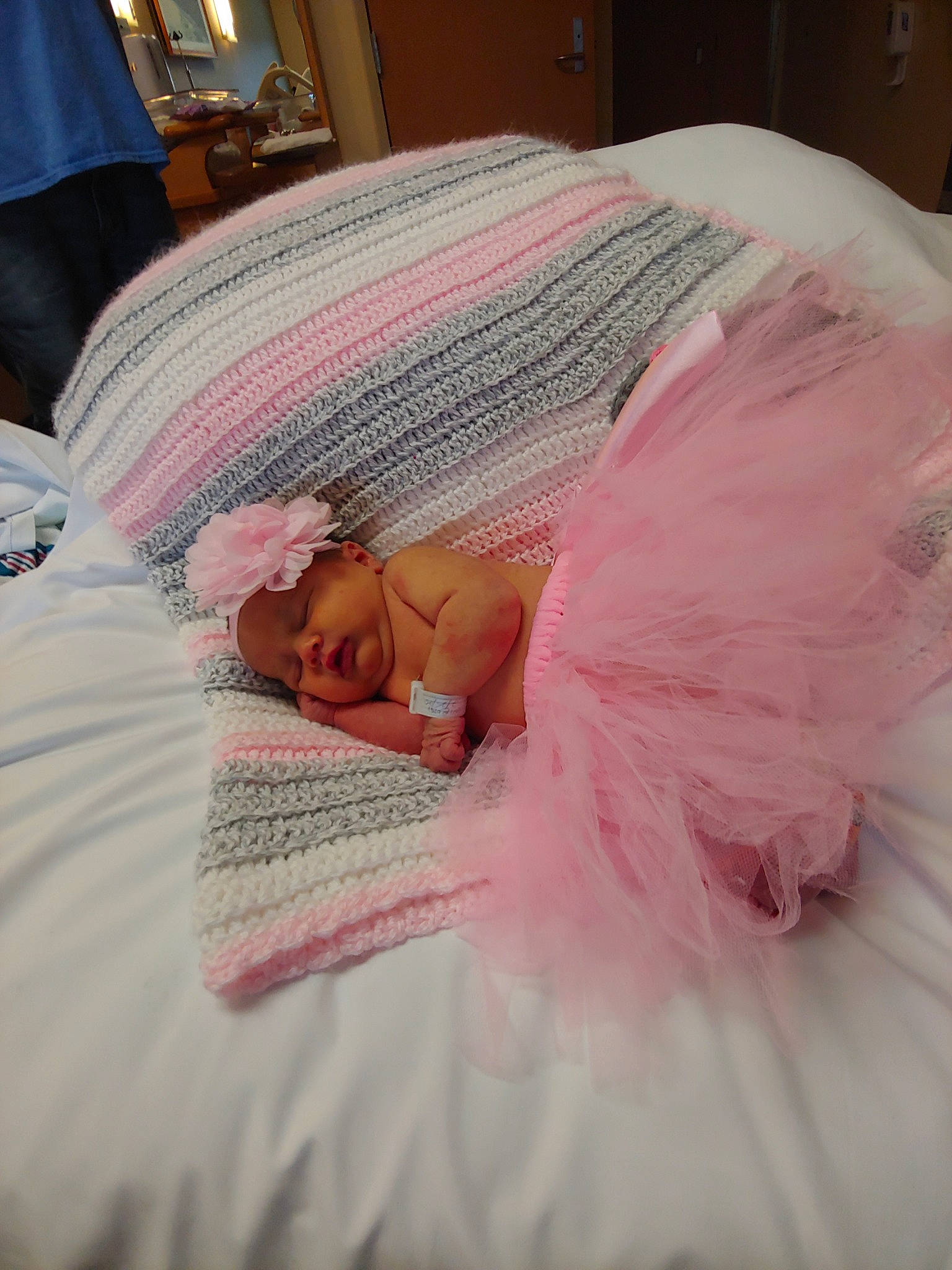 Emmalina joined the competition — help win amazing prizes! baby, bed, bed_sheet, bedding, bedtime, birth, blanket, child, costume, furniture, headwear, linens, nap, person, pink, room, sleep, textile