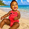 Ra'Siyah is registered to the contest to win money with this photo: baby, child, smiling, beach, sand, ocean, swimsuit, sunny, sky, clouds, water, happy, toddler, outdoor, portrait, sea, vacation, cute, nature, summer