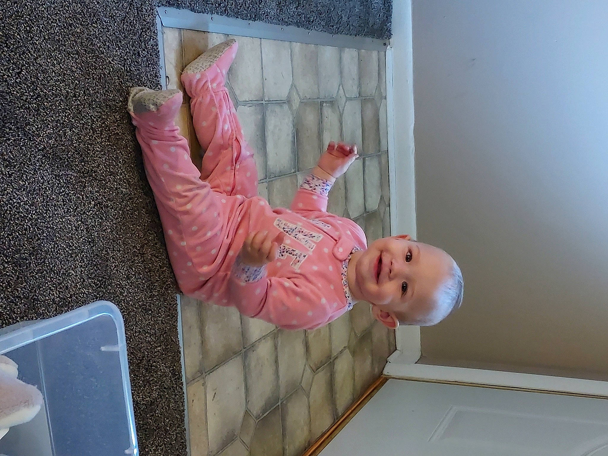 Ariella joined the competition — help win amazing prizes! art, baby, baby_products, baby_toddler_clothing, child, comfort, dress, finger, foot, gesture, hand, joy, magenta, person, pink, sleeve, smile, textile, thumb, toddler