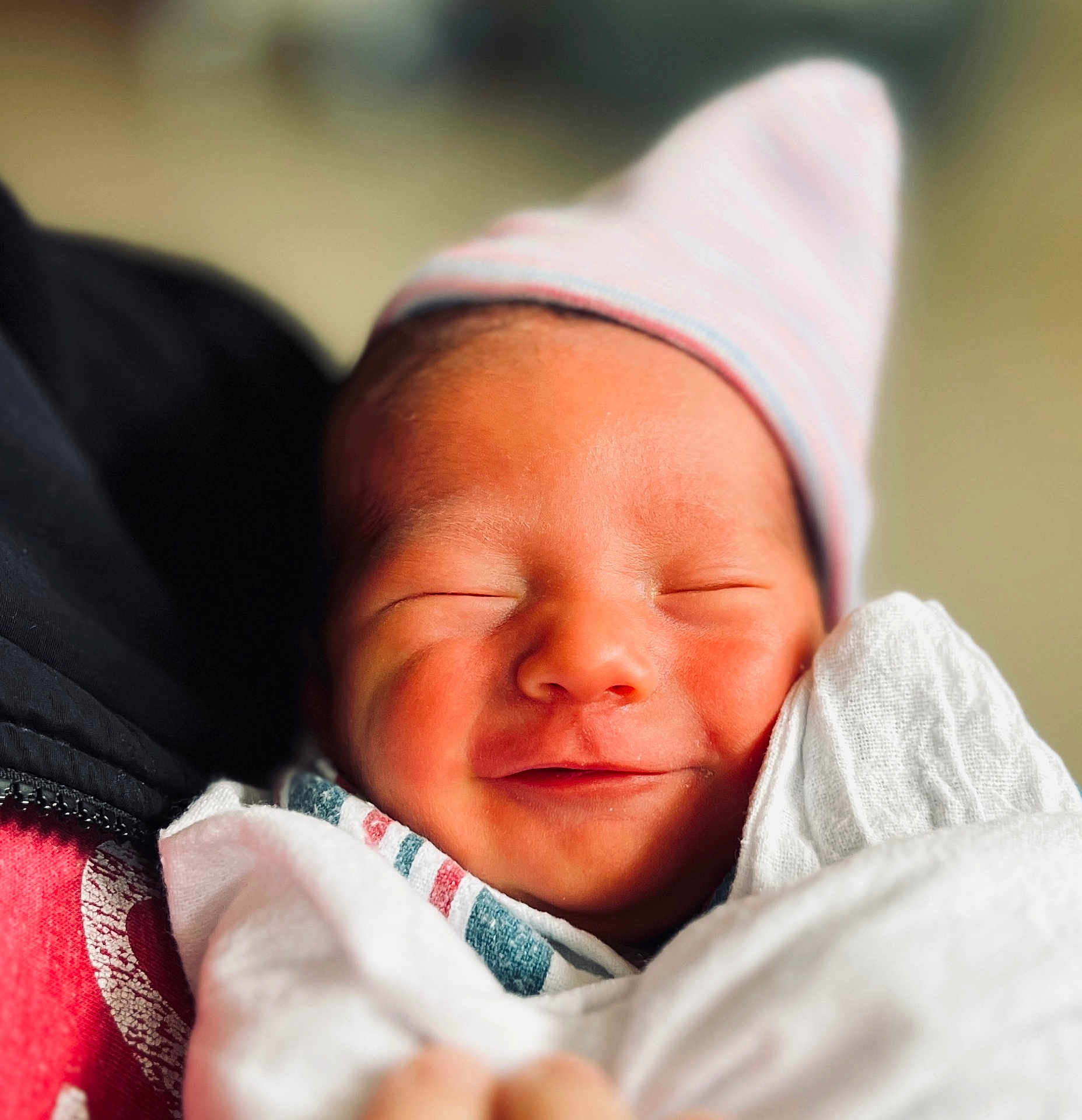 Alexander joined the competition — help win amazing prizes! newborn, baby, smiling, closed_eyes, hat, blanket, wrapped, soft_light, close_up, infant, peaceful, cute, sleeping, portrait, skin, human, headwear, comfort, warm, indoors