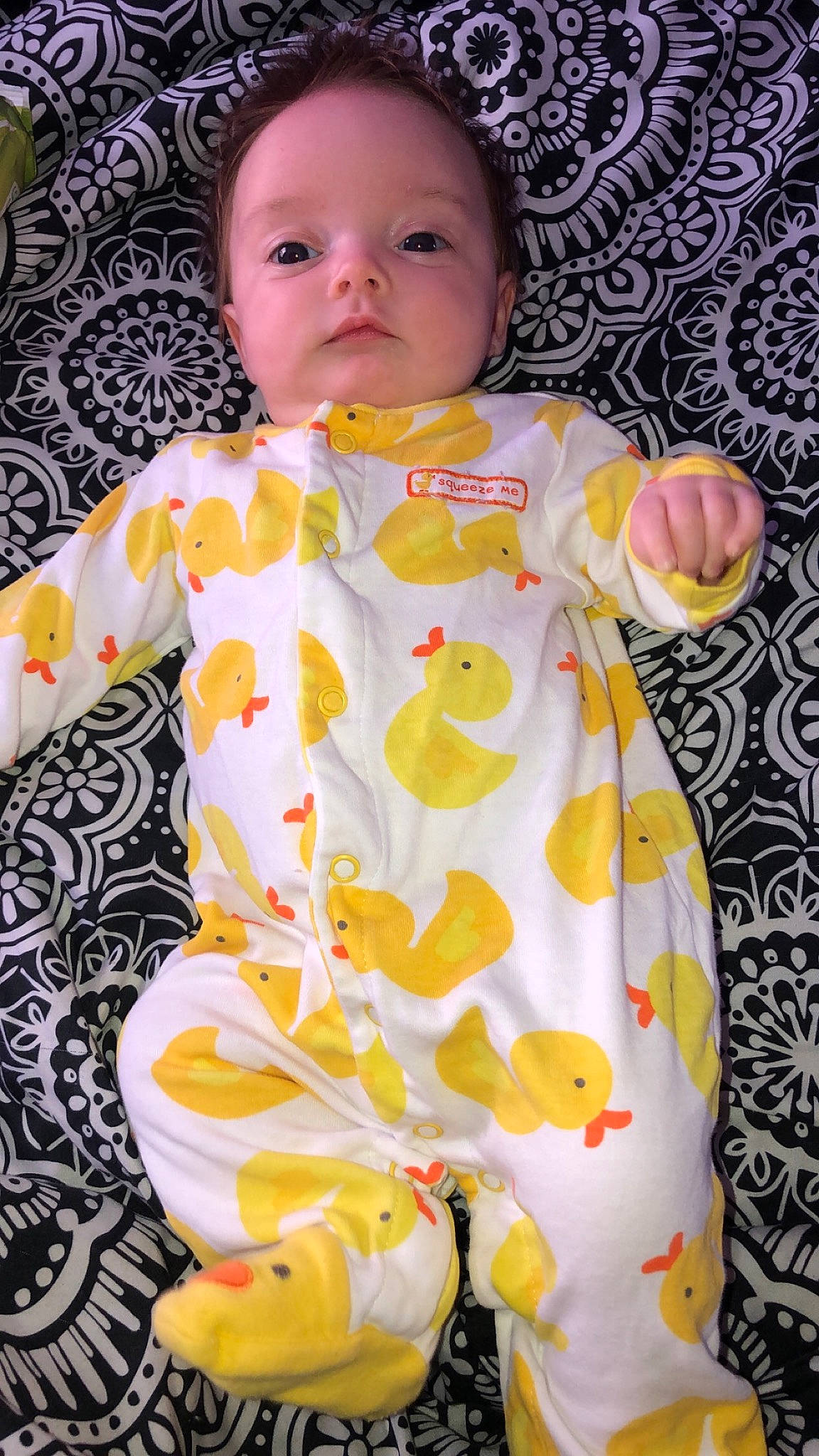 Madilynn joined the competition — help win amazing prizes! baby, baby_toddler_clothing, child, dress, pattern, person, product, sleeve, textile, toddler, yellow