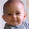 Valentin participe au concours pour gagner de l'argent avec cette photo : adorable, baby, babywear, child, closeup, clothing, cute, expression, eyes, face, happy, head, indoor, infant, person, portrait, skin, smile, soft, young