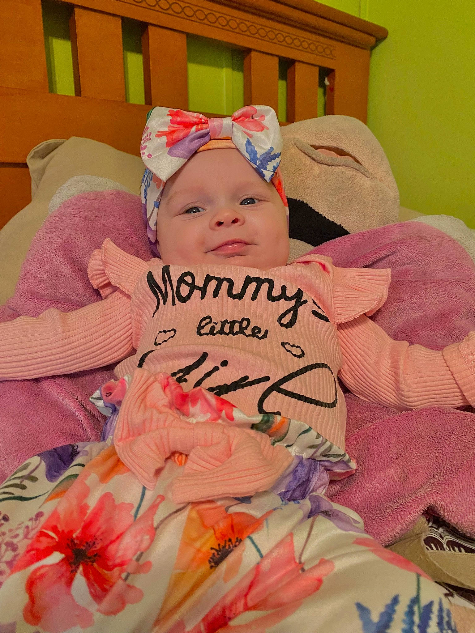 Elliana joined the competition — help win amazing prizes! baby, baby_products, baby_safety, baby_toddler_clothing, cap, cheek, child, event, fashion_accessory, happy, headwear, linens, magenta, peach, person, photo_caption, pink, room, skin, smile
