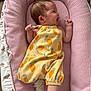Ivy joined the competition — help win amazing prizes! baby, infant, smiling, yellow_romper, orange_fruit_pattern, pink_cushion, soft_texture, white_socks, lace_trim, happy, lying_down, cute, child, small_fists, cozy, fabric, watermelon_print, comfortable, portrait, head