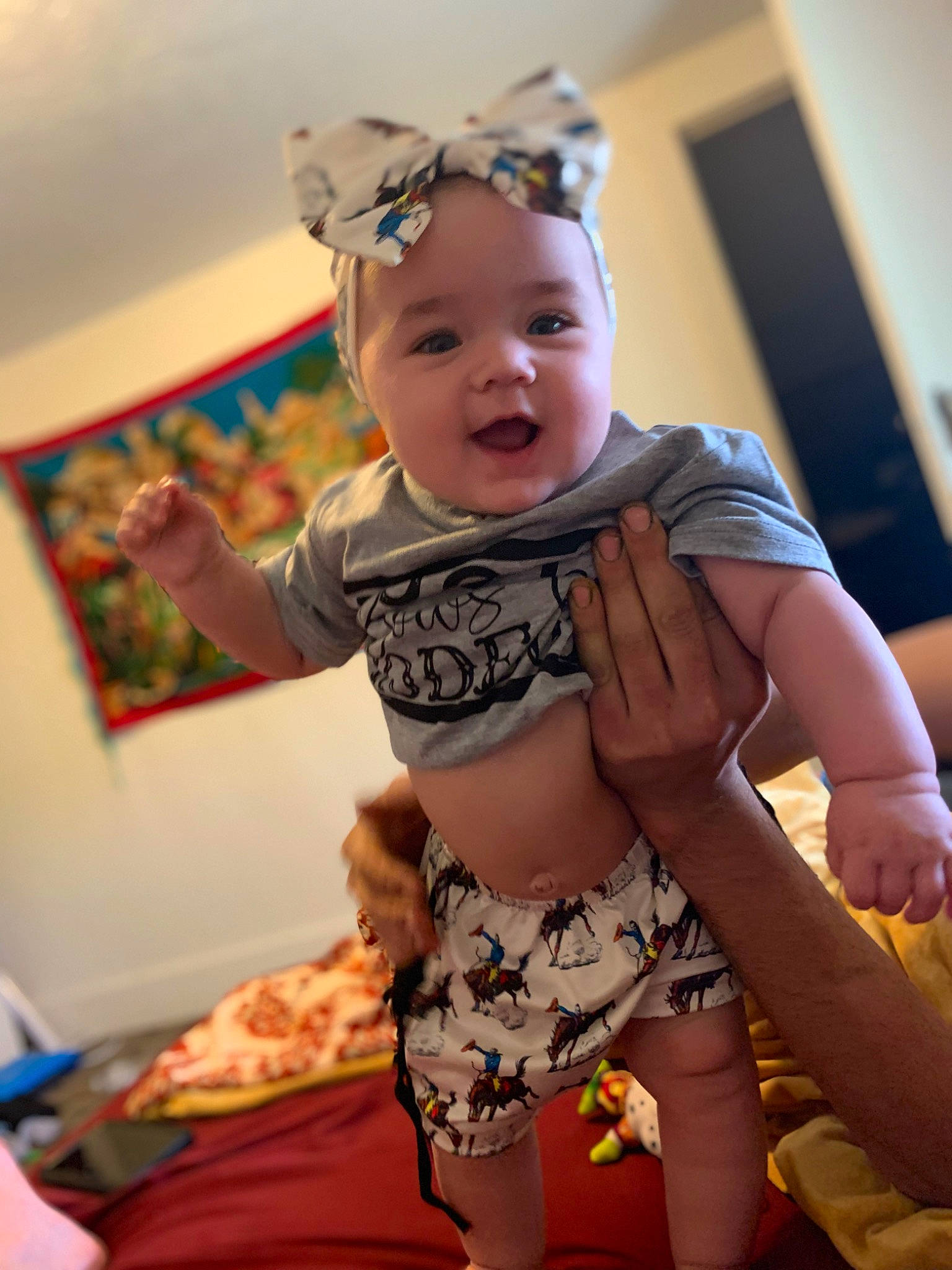 Aurora joined the competition — help win amazing prizes! baby, baby_toddler_clothing, blond, event, flash_photography, fun, happy, human_body, human_leg, iris, knee, person, picture_frame, sitting, skin, sleeve, smile, sunglasses, t_shirt, thigh