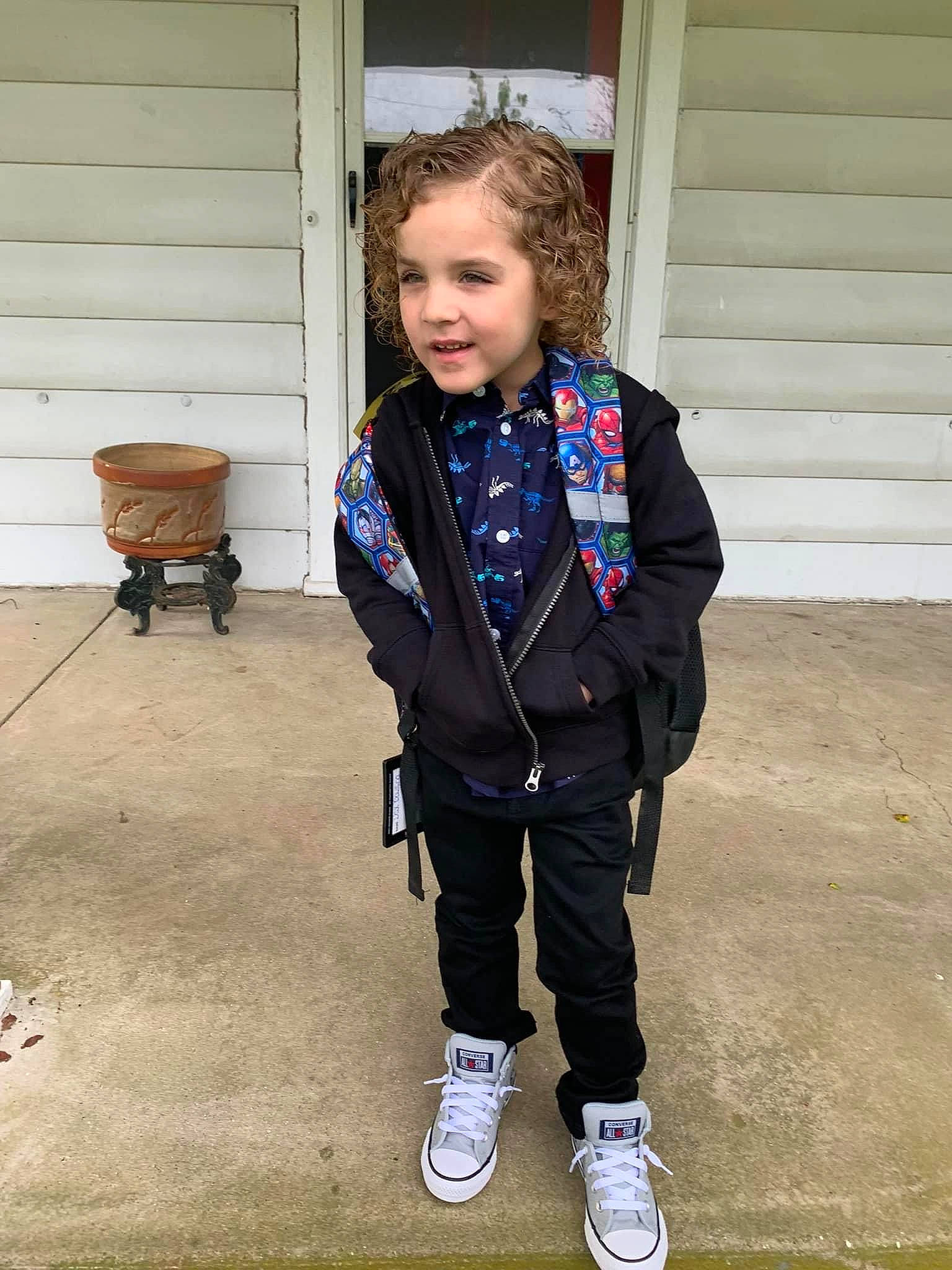 Dax joined the competition — help win amazing prizes! blazer, child, denim, electric_blue, eye, face, fashion_accessory, flooring, formal_wear, fun, grass, jacket, leisure, person, smile, sneakers, toddler, tree, uniform, walking