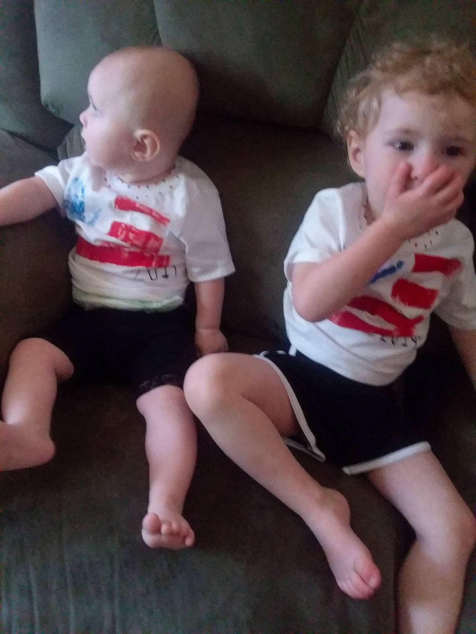 Mya Rote is registered to the contest to win money with this photo: arm, baby, baby_toddler_clothing, barefoot, cheek, child, diaper, fun, human_leg, joint, joy, leg, person, play, product, sibling, sitting, skin, smile, standing