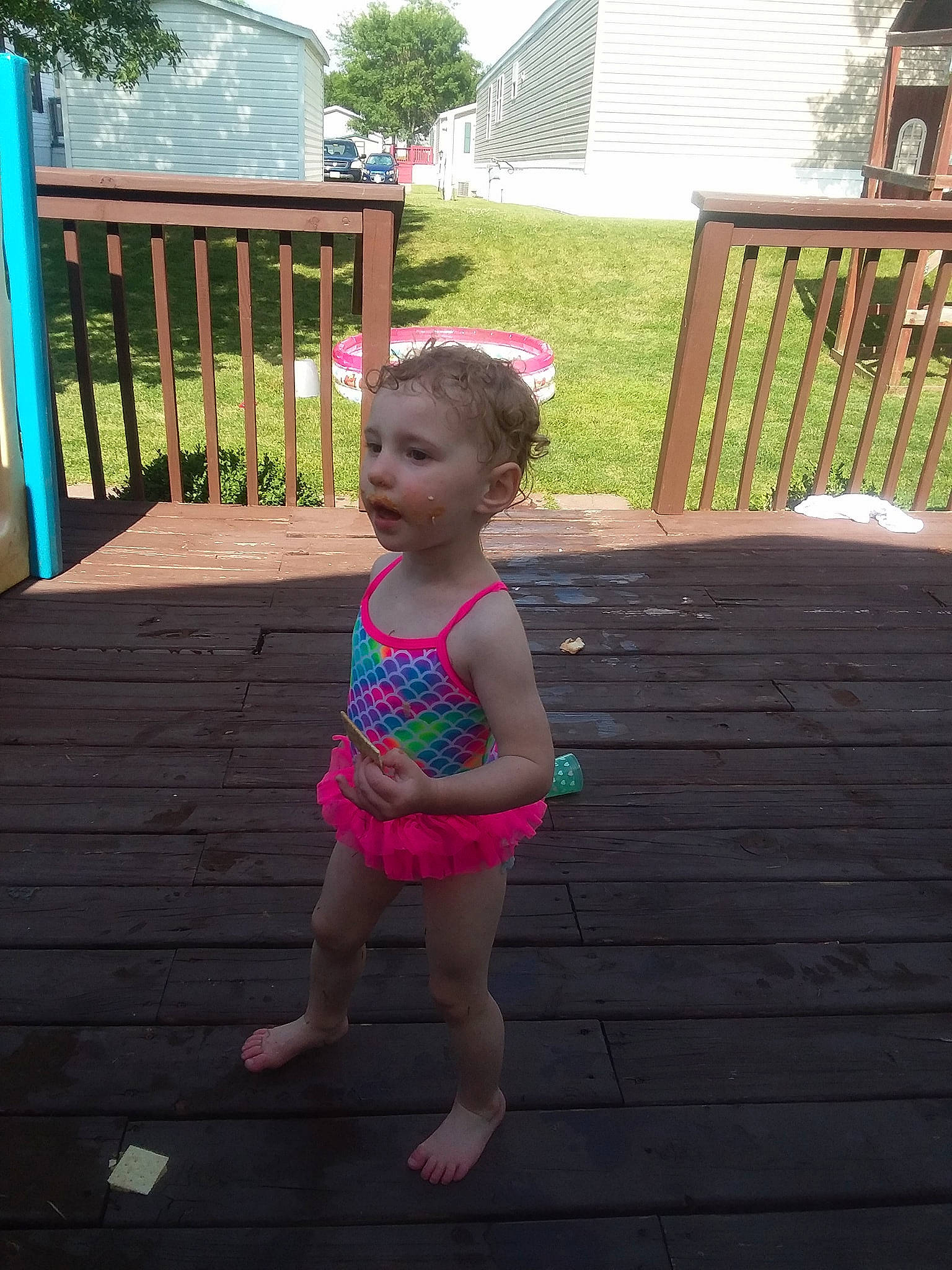 Mya Rote is registered to the contest to win money with this photo: child, deck, fun, leisure, person, pink, summer, toddler, vacation