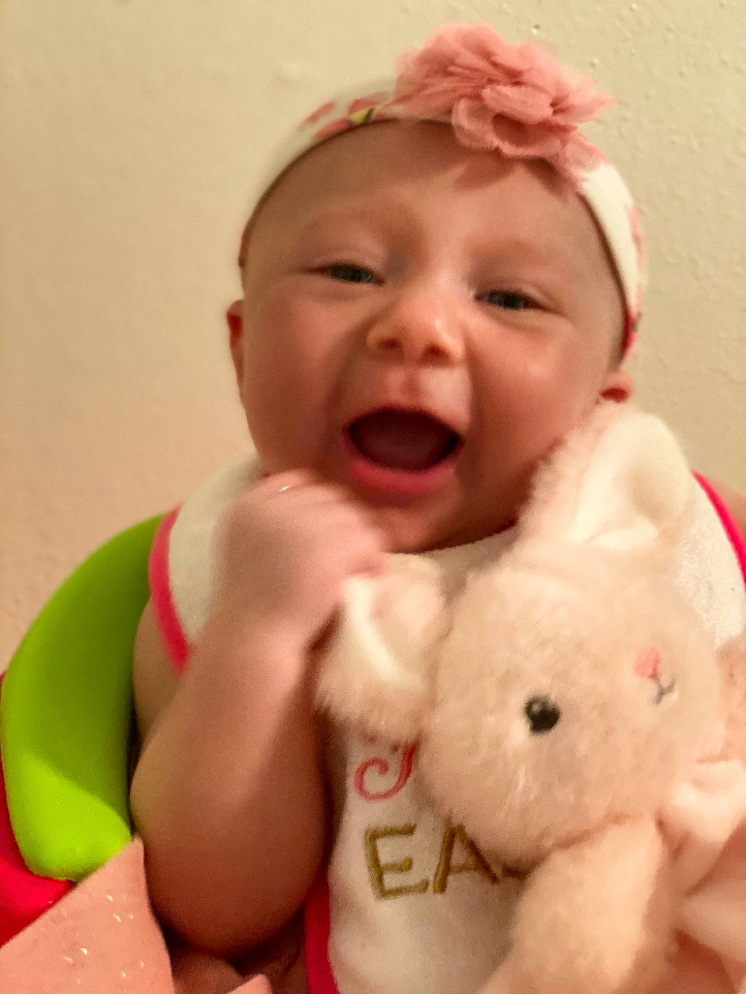 Royaltie joined the competition — help win amazing prizes! baby, baby_toddler_clothing, cheek, child, eye, face, facial_expression, finger, gesture, happy, lip, mouth, nose, person, pink, skin, smile, stuffed_toy, thumb, toddler