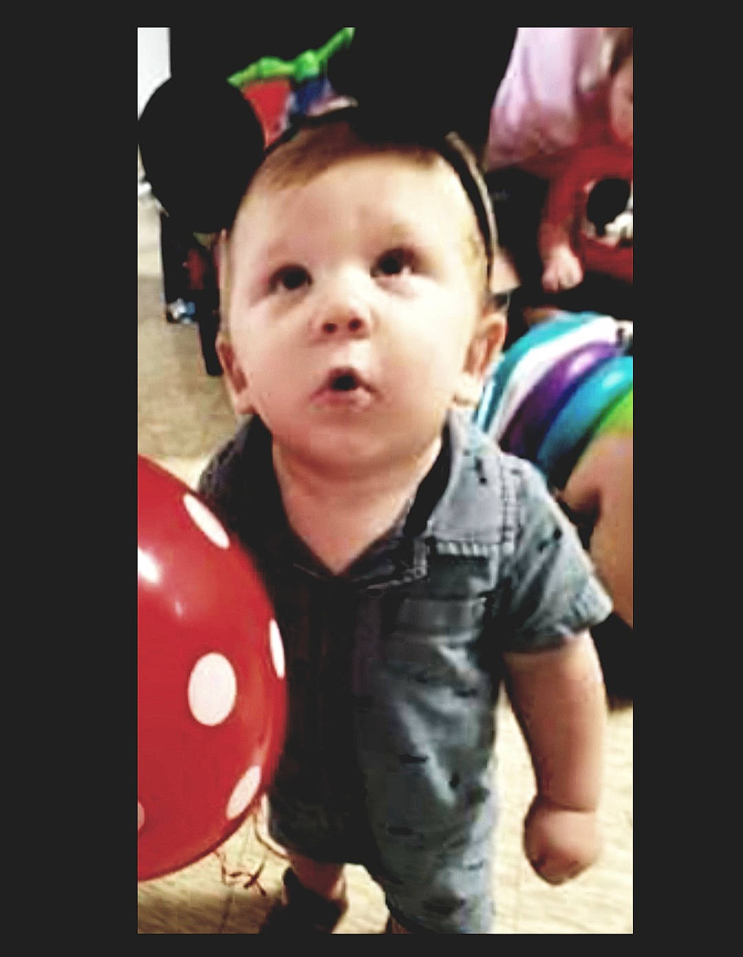 Paxton joined the competition — help win amazing prizes! baby, baby_toddler_clothing, carmine, child, cool, finger, flash_photography, flooring, fun, happy, mouth, nose, pattern, person, personal_protective_equipment, photo_caption, selfie, sitting, sleeve, surprise