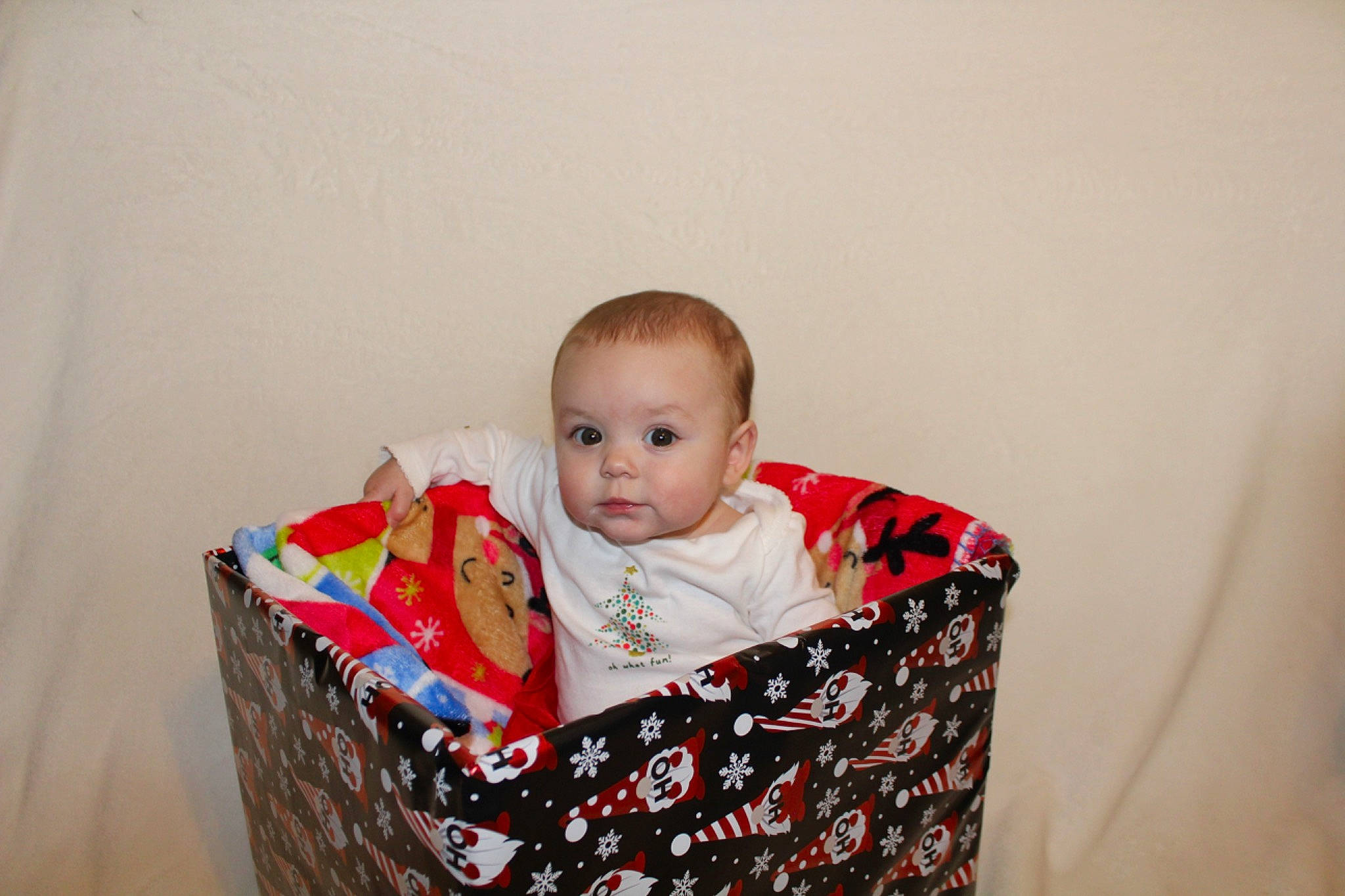 Ellie is registered to the contest to win money with this photo: baby, baby_safety, baby_toddler_clothing, basket, child, comfort, event, flash_photography, fun, happy, home_accessories, pattern, person, portrait_photography, room, sitting, storage_basket, toddler, wicker, wood