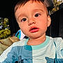 toddler, child, face, portrait, closeup, curious, eyes, mouth, striped_shirt, blue, car_seat, seatbelt_clip, sunlight, shadow, indoors, vehicle, head, person, young_child, casual_clothing
