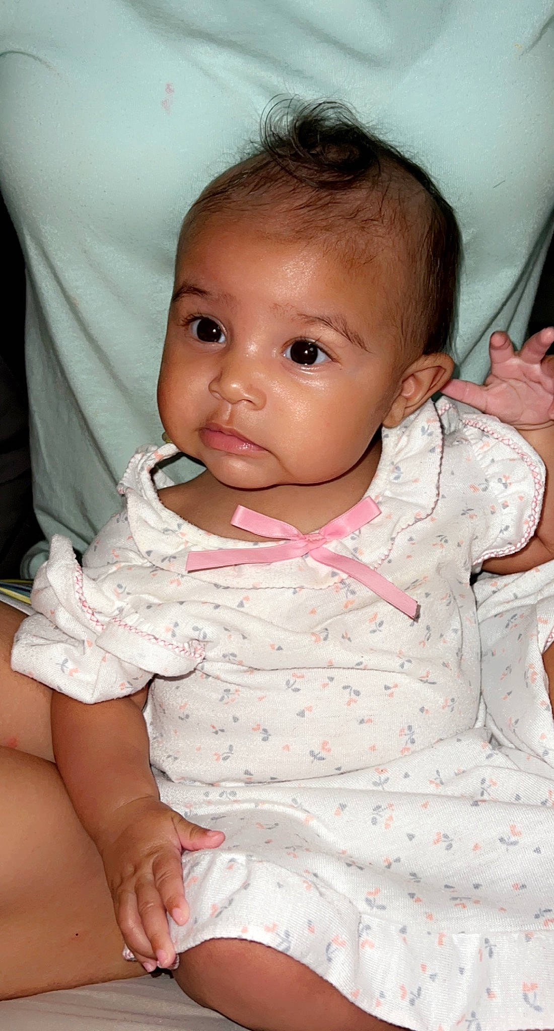 Isla joined the competition — help win amazing prizes! baby, baby_toddler_clothing, cheek, collar, comfort, eye, eyelash, face, facial_expression, finger, happy, iris, lip, mouth, neck, nose, person, pink, skin, sleeve