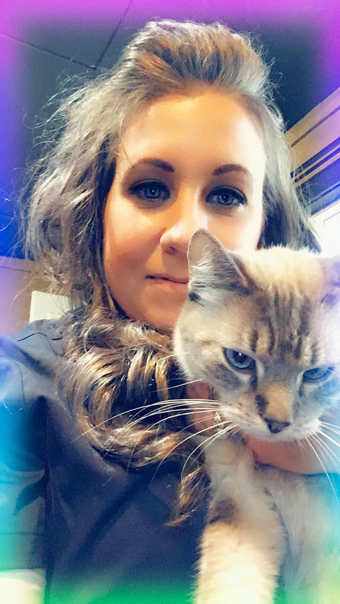 Caesar is registered to the contest to win money with this photo: blond, brown_hair, carnivore, cat, domestic_short_haired_cat, electric_blue, eyebrow, eyelash, eyewear, fawn, felidae, fur, gesture, hair, happy, head, iris, selfie, small_to_medium_sized_cats, whiskers