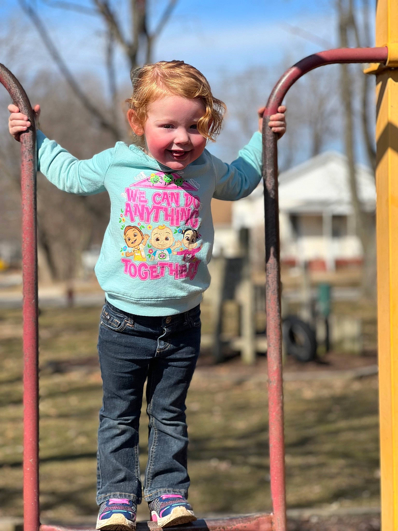 Tayah joined the competition — help win amazing prizes! community, face, facial_expression, fun, grass, hair, hairstyle, happy, head, jeans, joy, leisure, outdoor_play_equipment, people_in_nature, person, public_space, recreation, sky, smile, standing