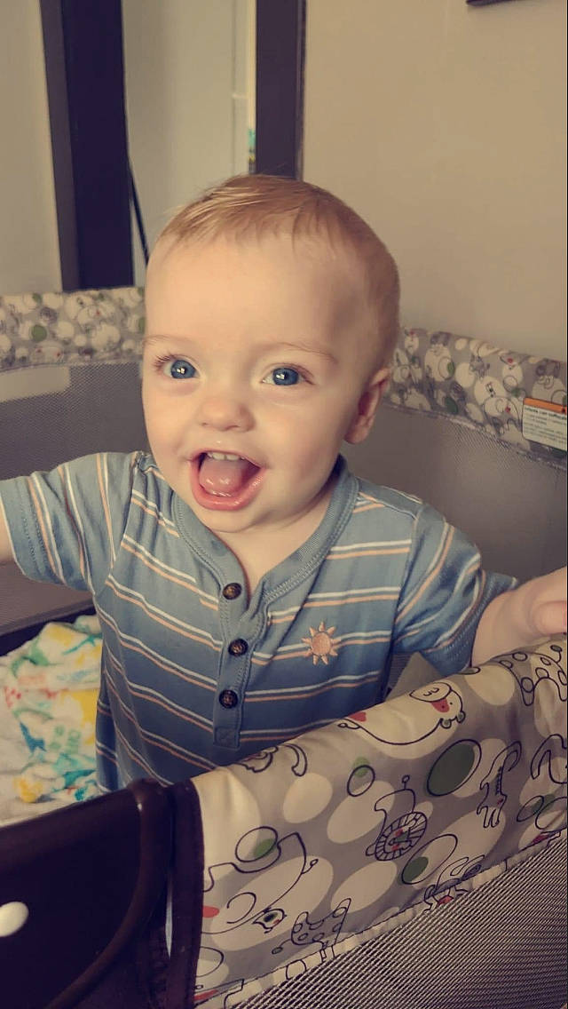 Kashton joined the competition — help win amazing prizes! arm, baby_toddler_clothing, cheek, chin, eye, eyebrow, facial_expression, forehead, hair, hairstyle, head, human, iris, mouth, nose, organ, person, skin, sleeve, smile