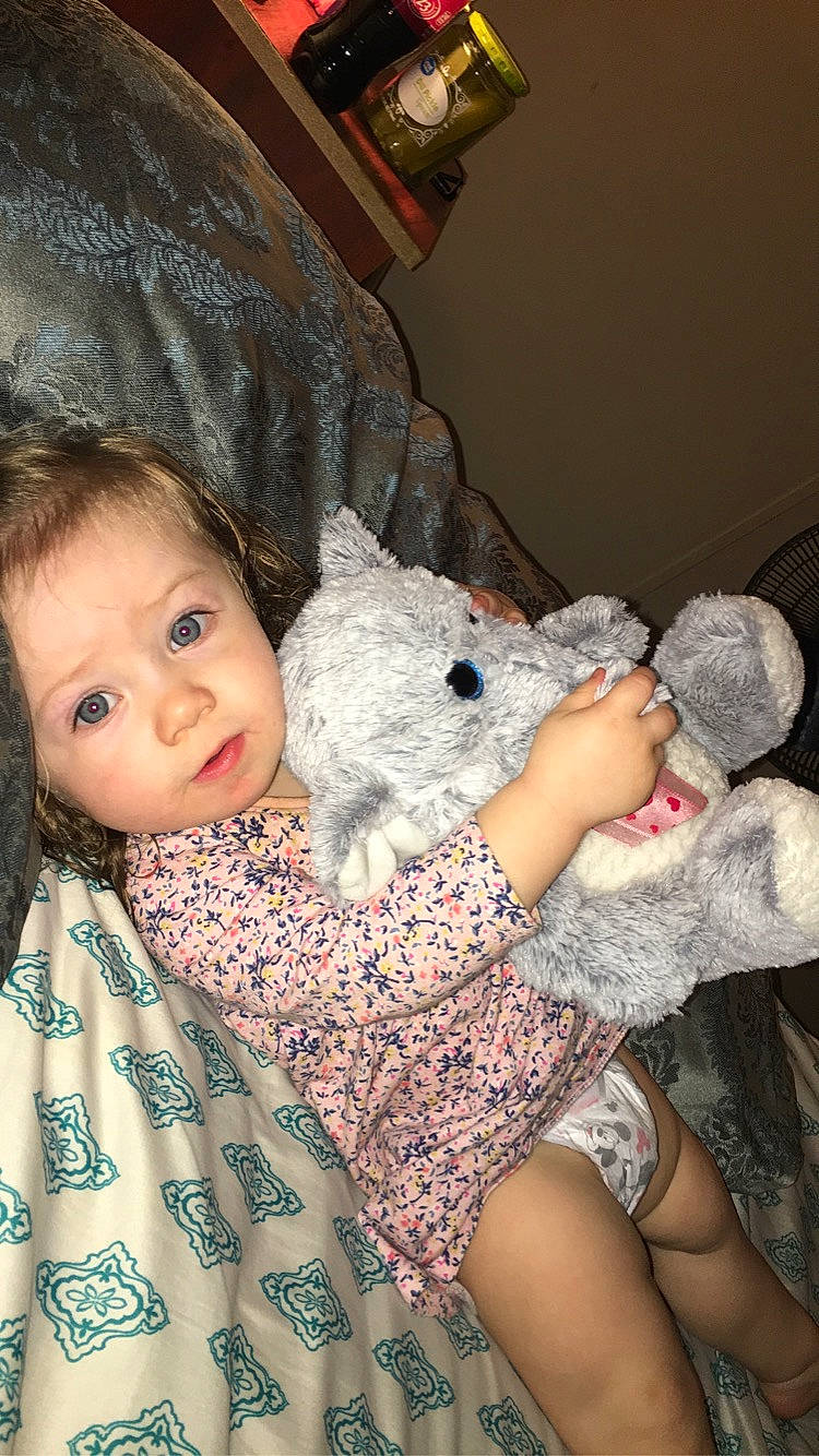Kathryn joined the competition — help win amazing prizes! baby, cheek, child, doll, eye, iris, leg, nose, person, skin, smile, stuffed_toy, teddy_bear, toddler, toy