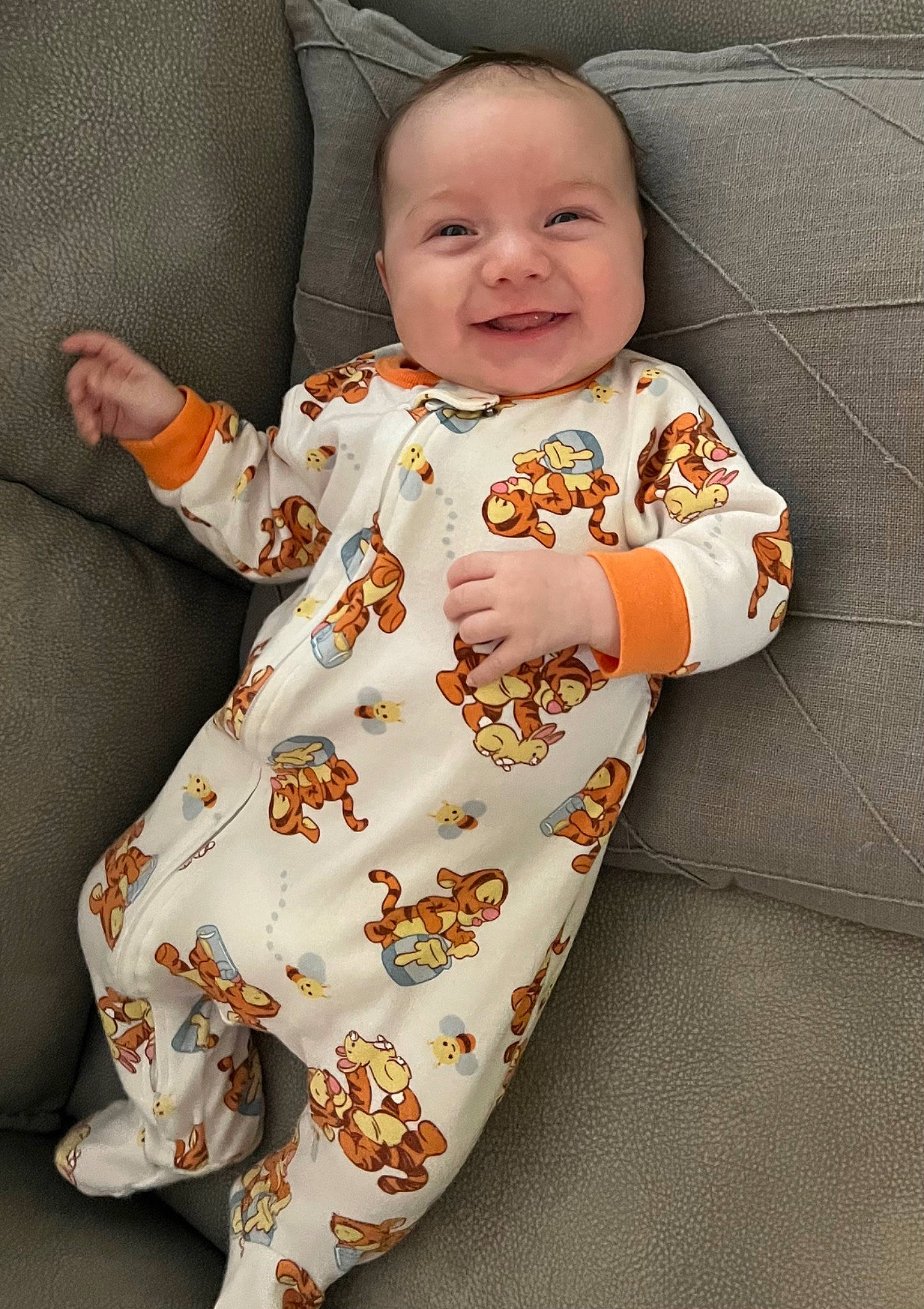 Cali joined the competition — help win amazing prizes! baby, baby_toddler_clothing, cheek, child, collar, comfort, dress, face, happy, head, infant_bodysuit, joy, orange, outerwear, pattern, person, skin, sleeve, smile, t_shirt