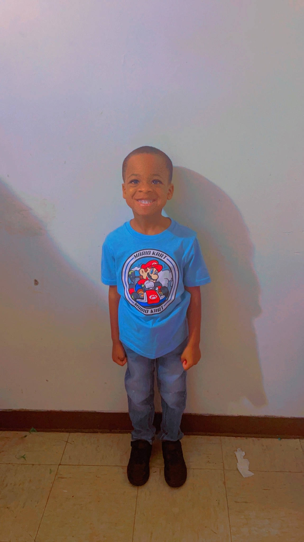 Laviter is registered to the contest to win money with this photo: active_shirt, baby_toddler_clothing, child, clothing, electric_blue, eye, floor, flooring, fun, happy, human_body, joy, knee, neck, nose, person, room, skin, sleeve, smile