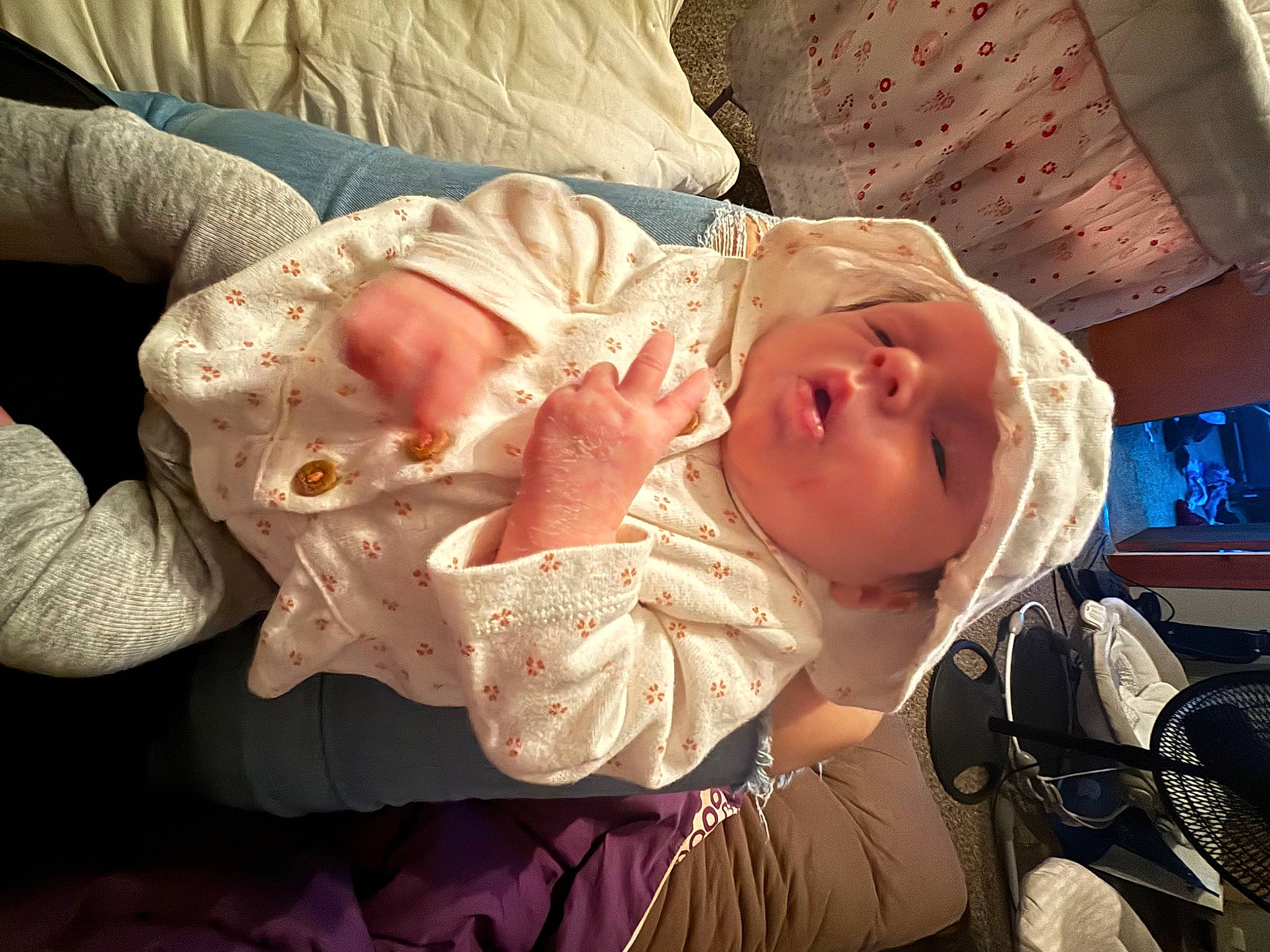 Oaklynn joined the competition — help win amazing prizes! baby, baby_products, baby_toddler_clothing, backpack, bag, cheek, child, comfort, eye, flesh, hat, headgear, headwear, luggage_and_bags, mouth, person, room, sitting, skin, sleep