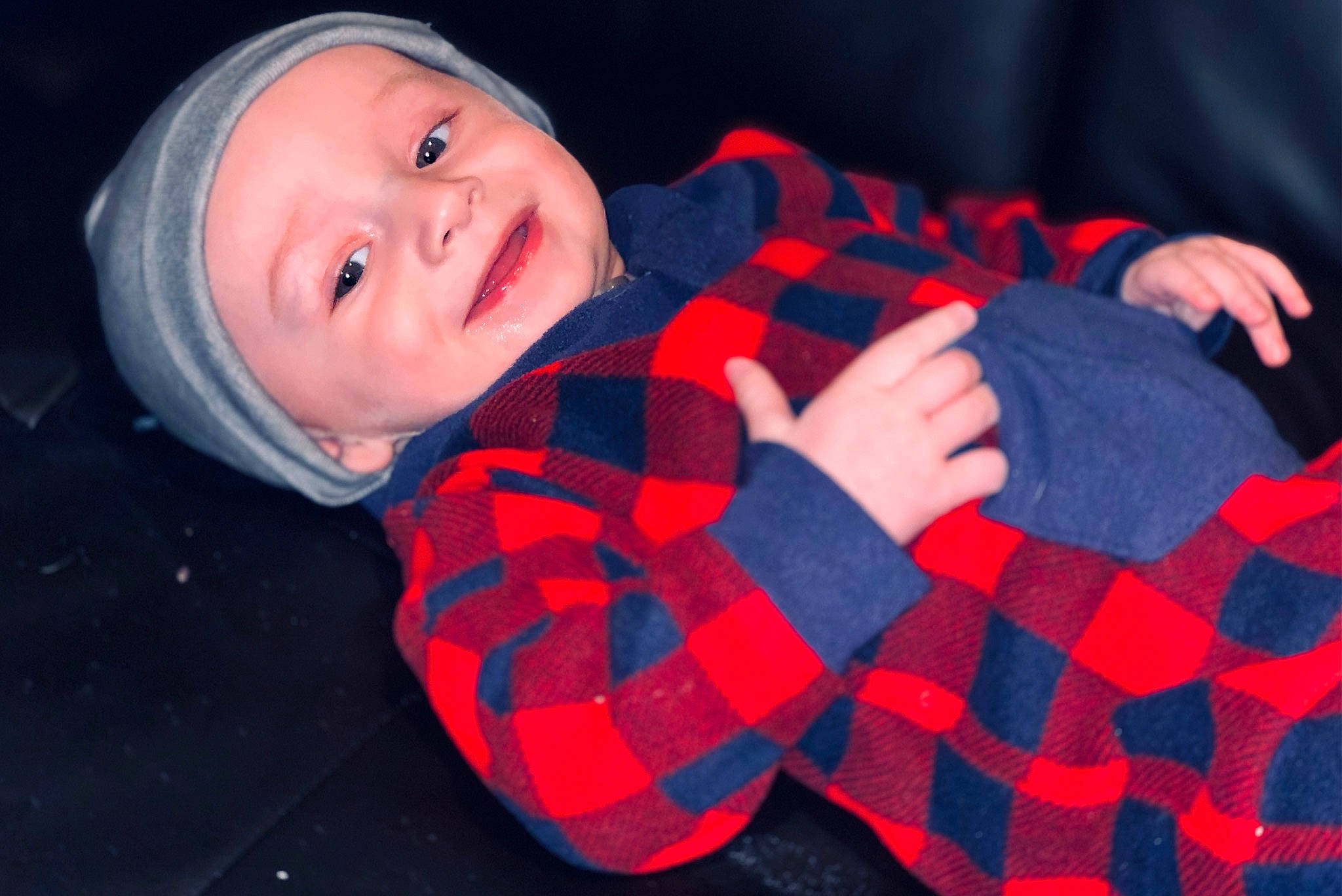 Kanon joined the competition — help win amazing prizes! baby, baby_toddler_clothing, cheek, collar, comfort, eye, facial_expression, finger, flash_photography, hand, headwear, joy, lip, mouth, orange, organ, person, plaid, skin, sleeve
