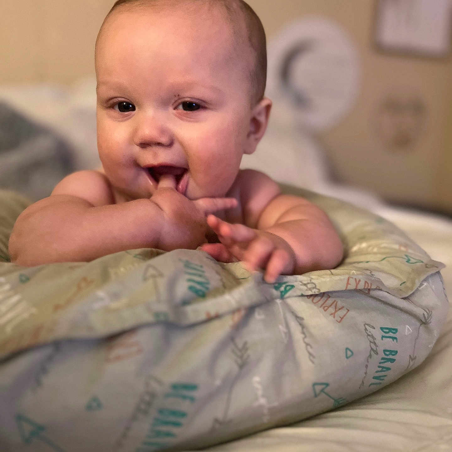 Jayden joined the competition — help win amazing prizes! baby, bed, bedroom, bodypart, cushion, diaper, face, finger, furniture, hand, happy, head, homedecor, indoors, newborn, person, photography, portrait, room, smile
