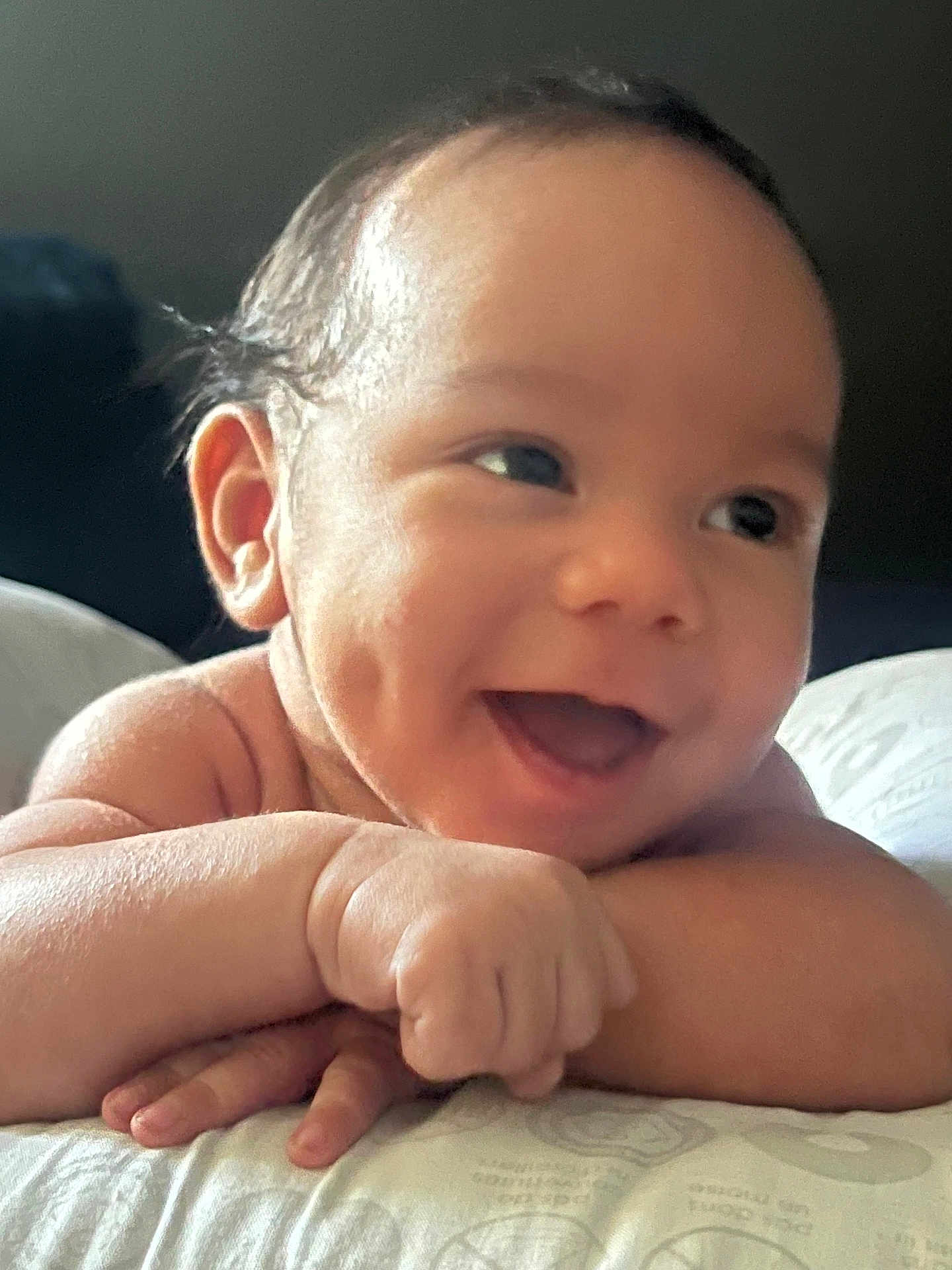 Samuel joined the competition — help win amazing prizes! baby, smiling, happy, face, dimples, infant, skin, hands, resting, closeup, cute, child, portrait, person, newborn, expression, young, indoors, soft_light, joy